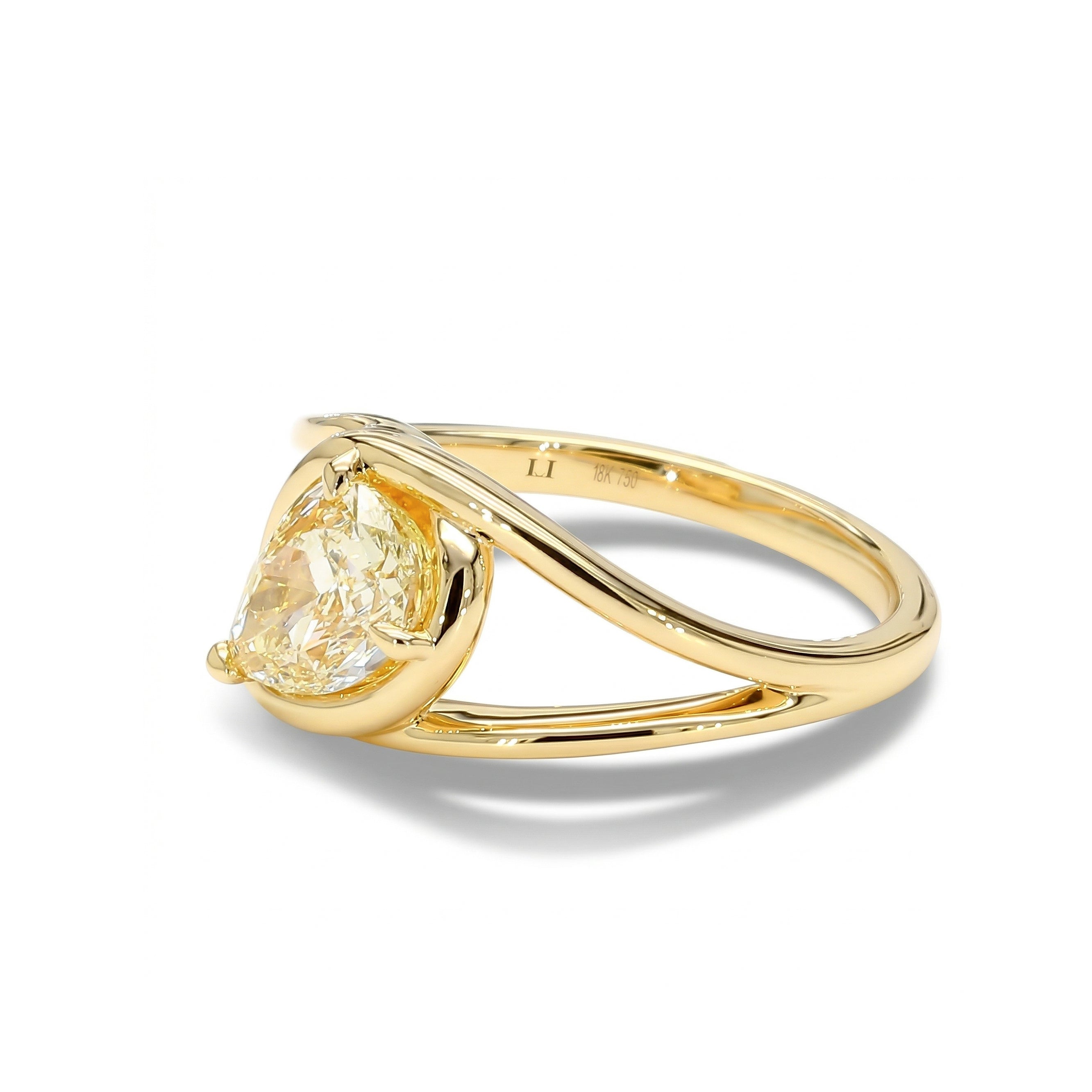 Natural Yellow Pear Diamond Ring | GIA Certified