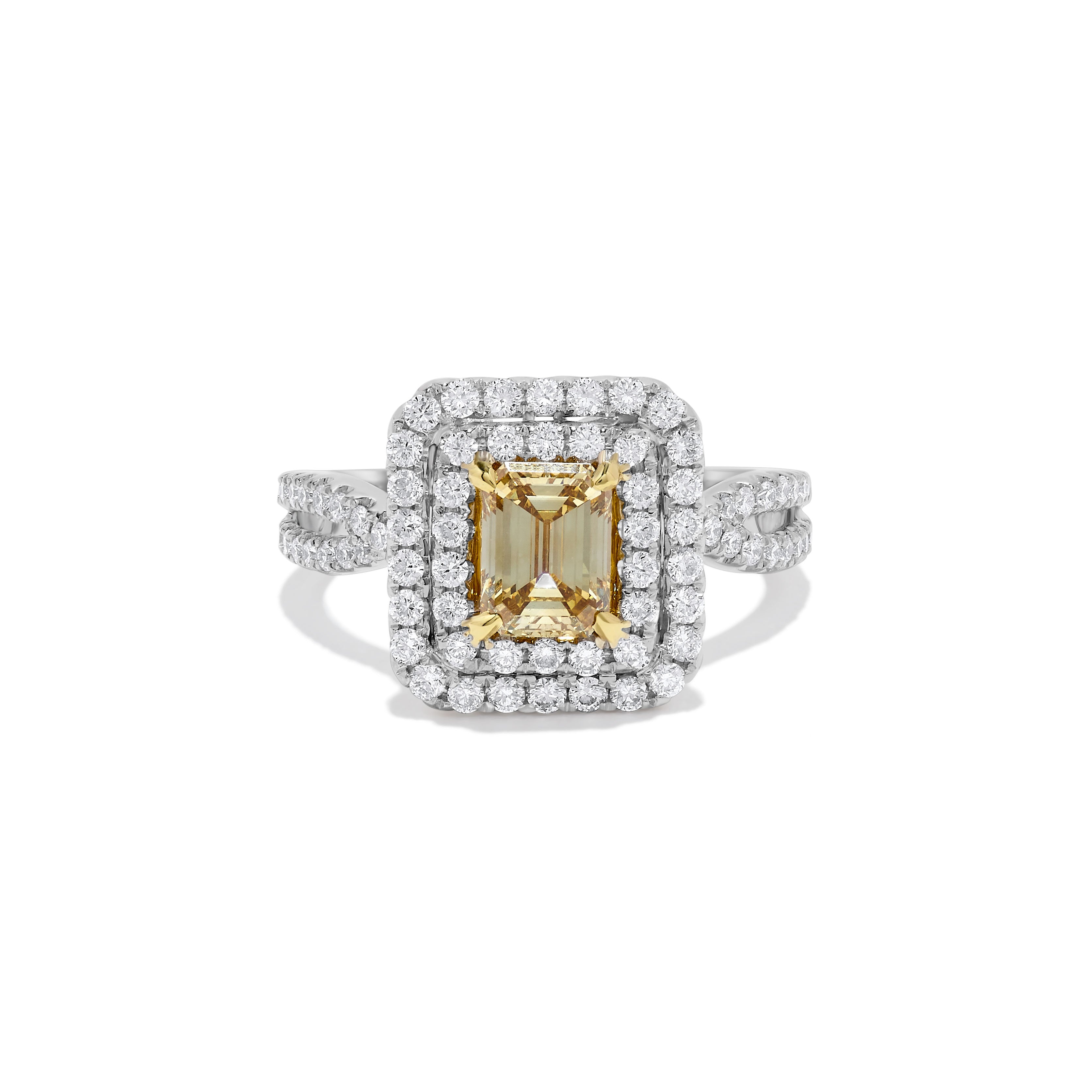 GIA Yellow Emerald Cut & White Diamond Ring JR1108GH