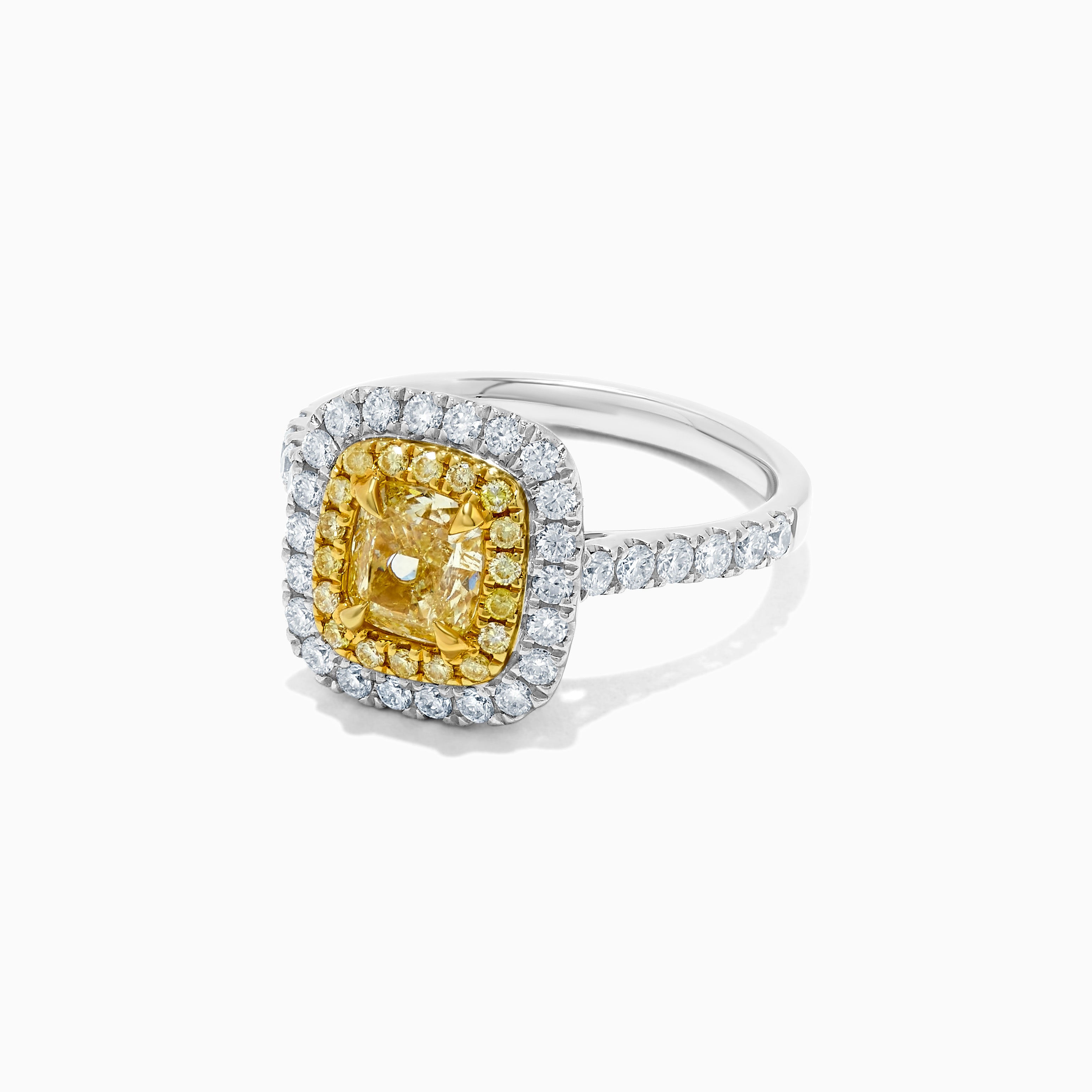 GIA Yellow Cushion Cut & White Diamond Ring JR1629GH