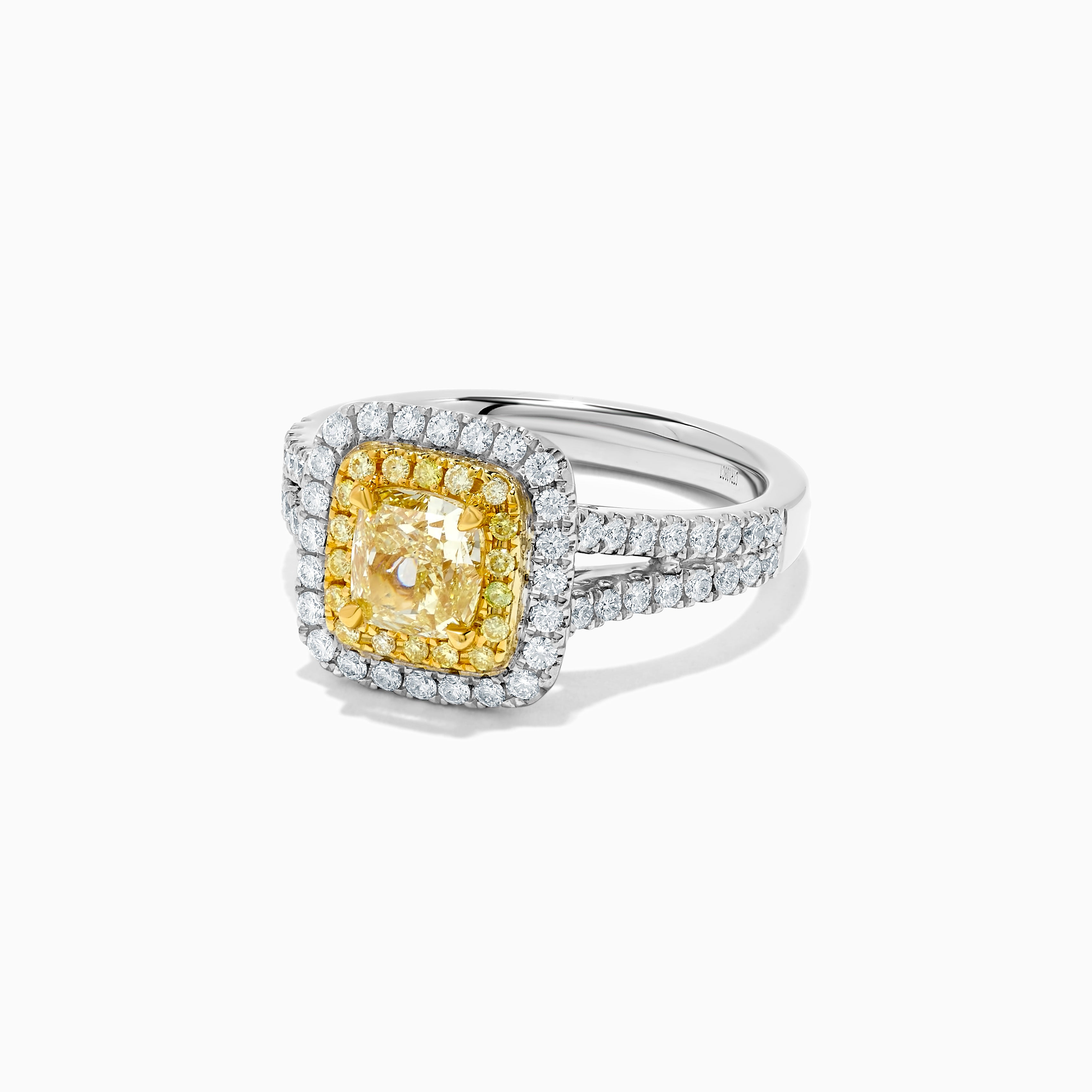 GIA Yellow Cushion Cut & White Diamond Ring JR1784GH