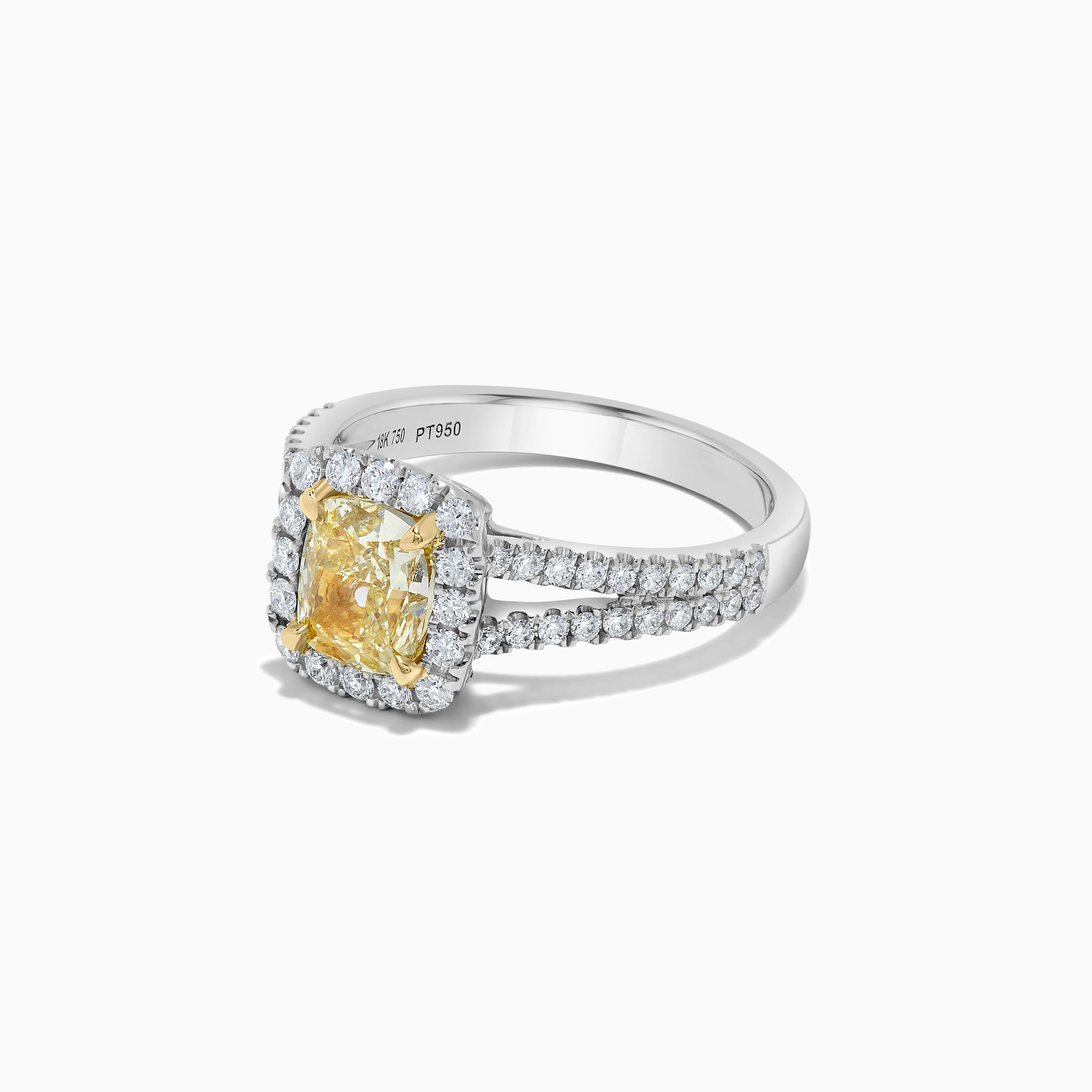 GIA Yellow Cushion Cut Diamond Ring JR1792GH