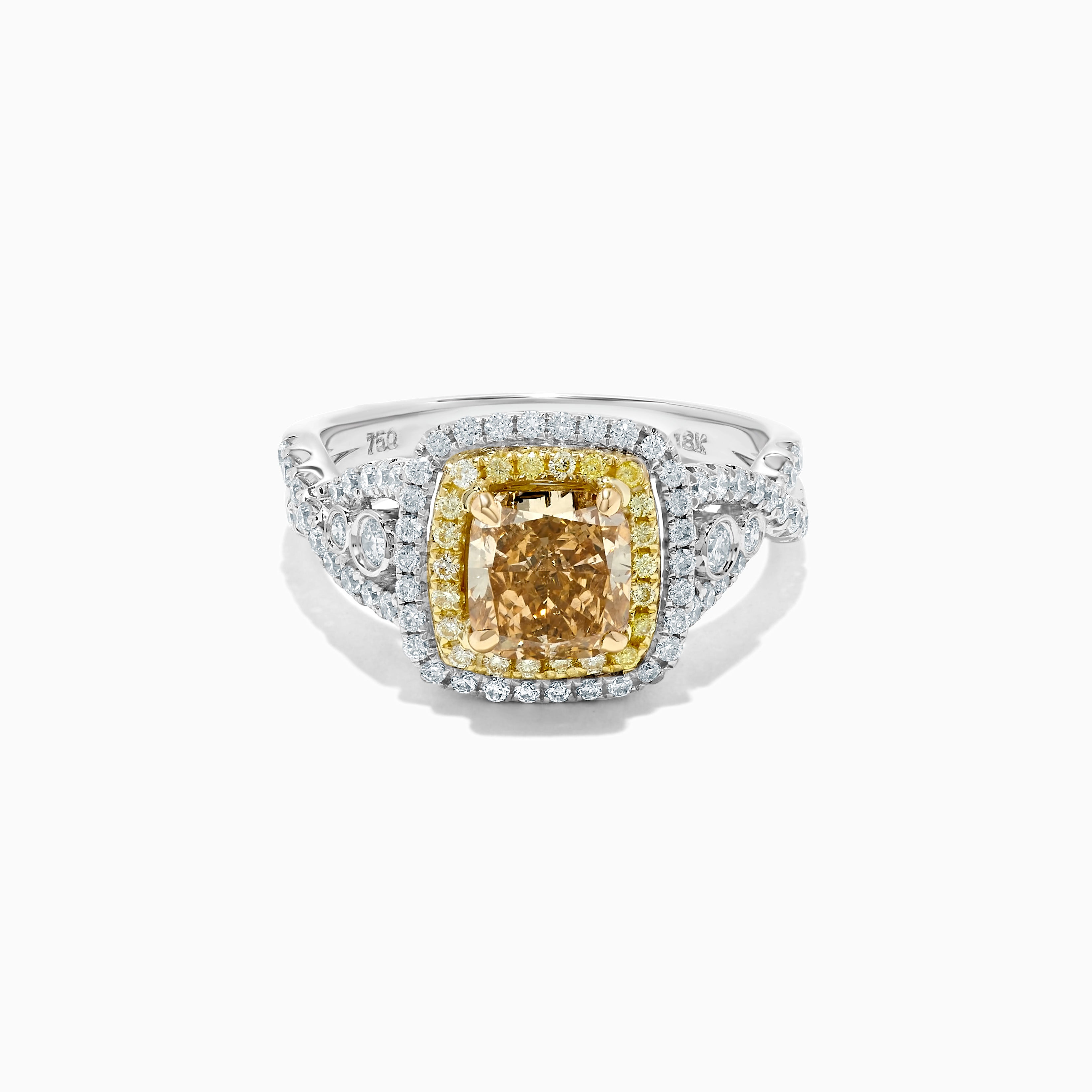 GIA Brown Cushion Cut Diamond & White Diamond Ring JR1810GH