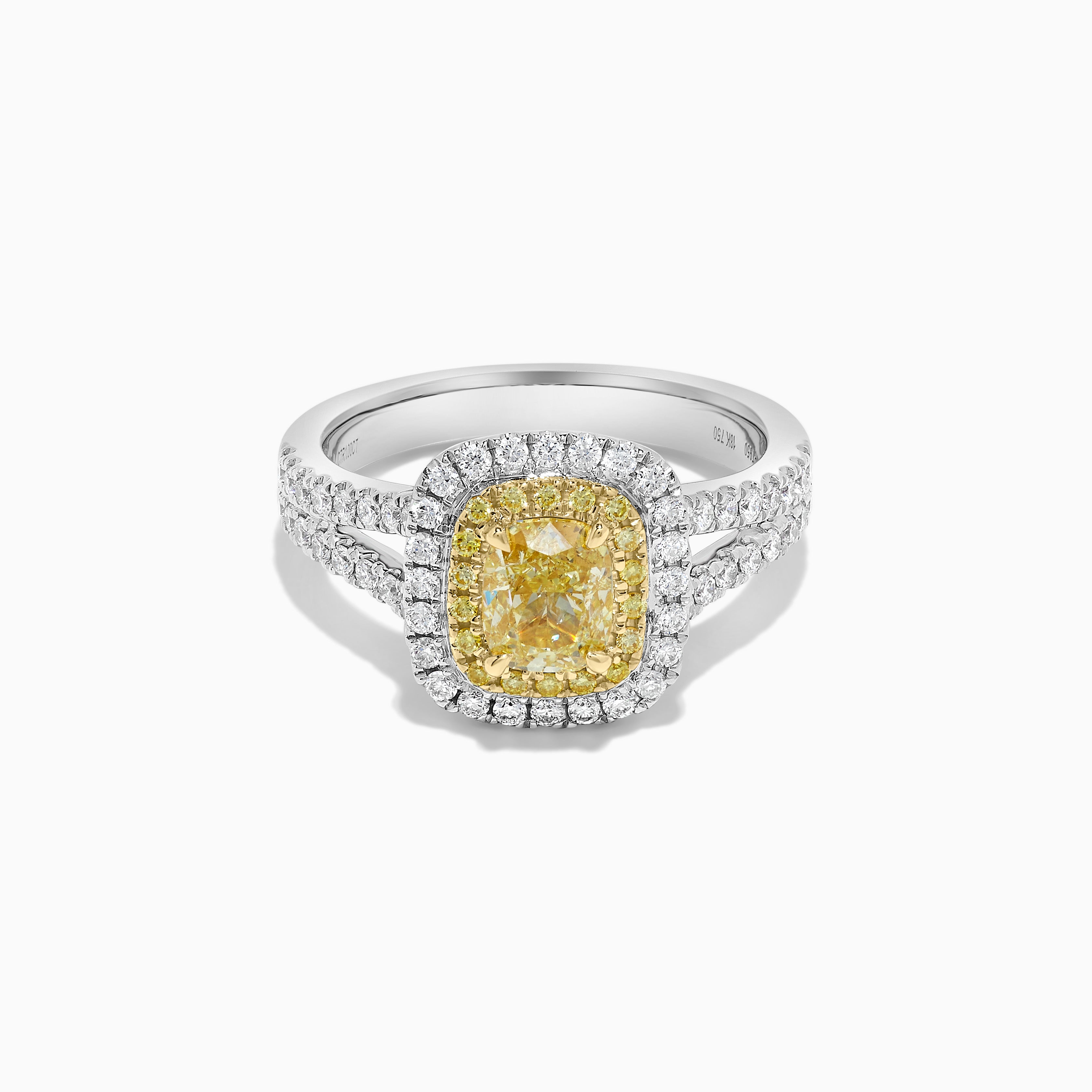 GIA Yellow Cushion Cut & White Diamond Ring JR1814GH