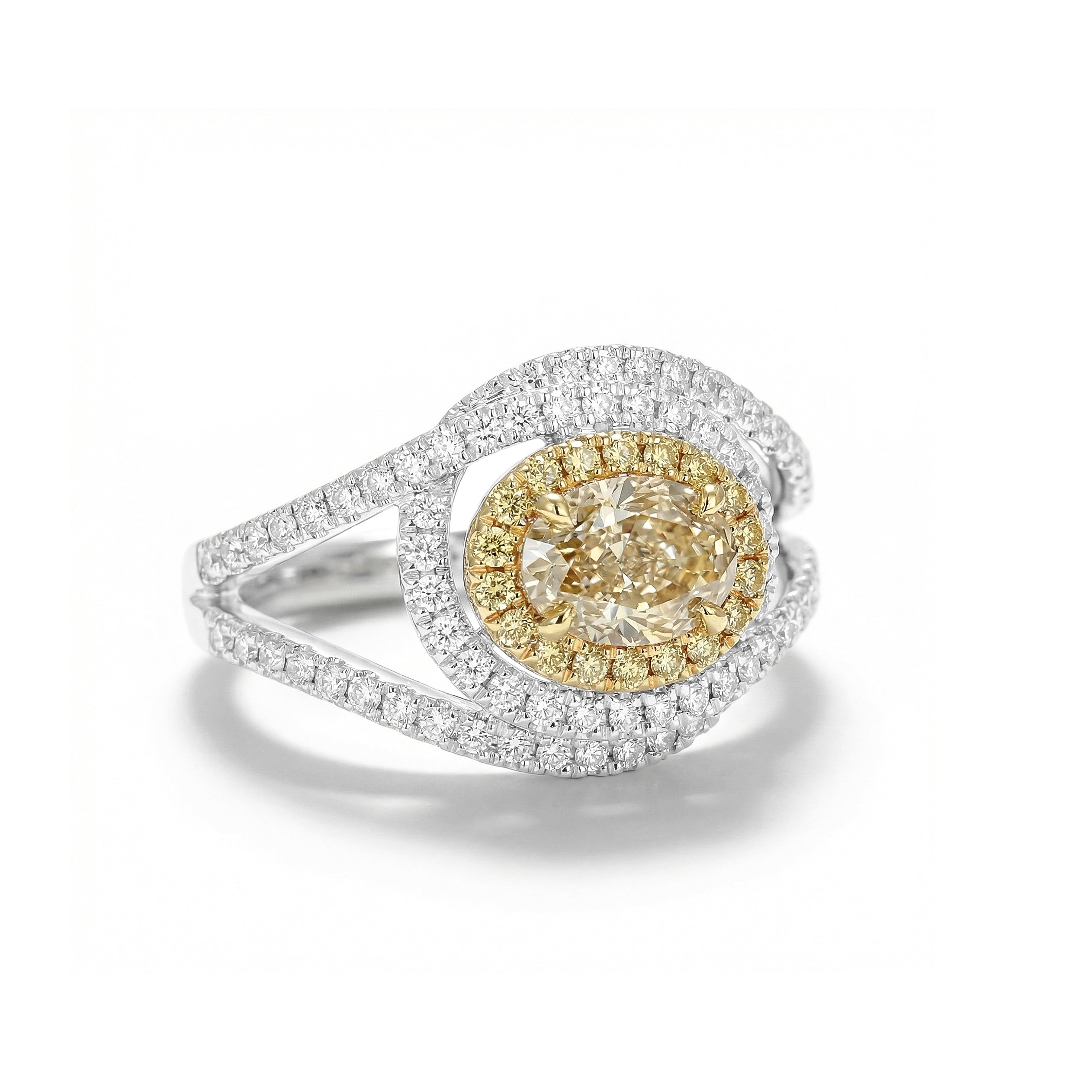 Natural Yellow Oval Diamond Ring | GIA Certified