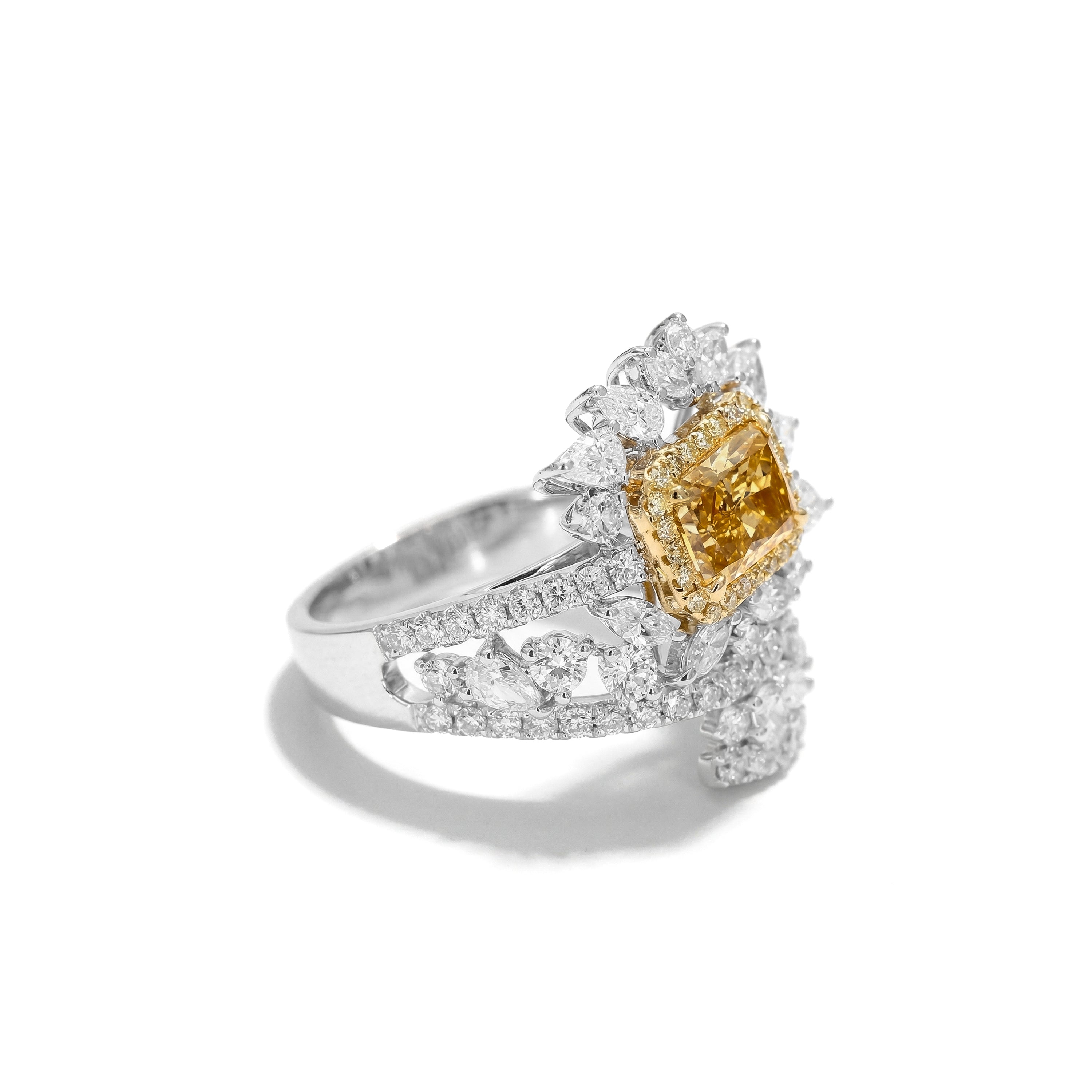 Natural Orange Radiant Diamond Ring | GIA Certified