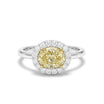 Natural Yellow Oval Diamond East West Halo Ring | GIA Certified