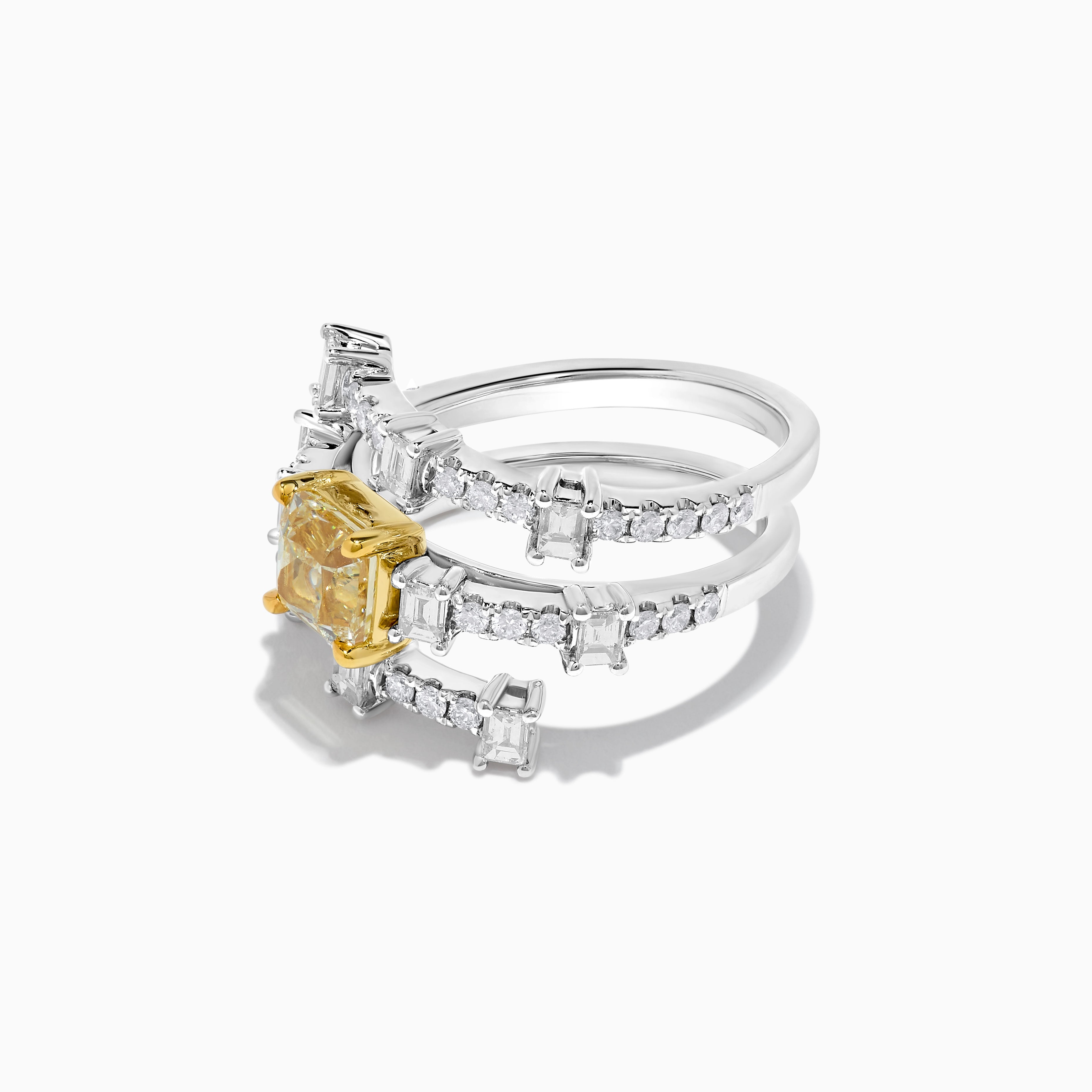 GIA Yellow Cushion Cut & White Diamond Ring JR1955GH