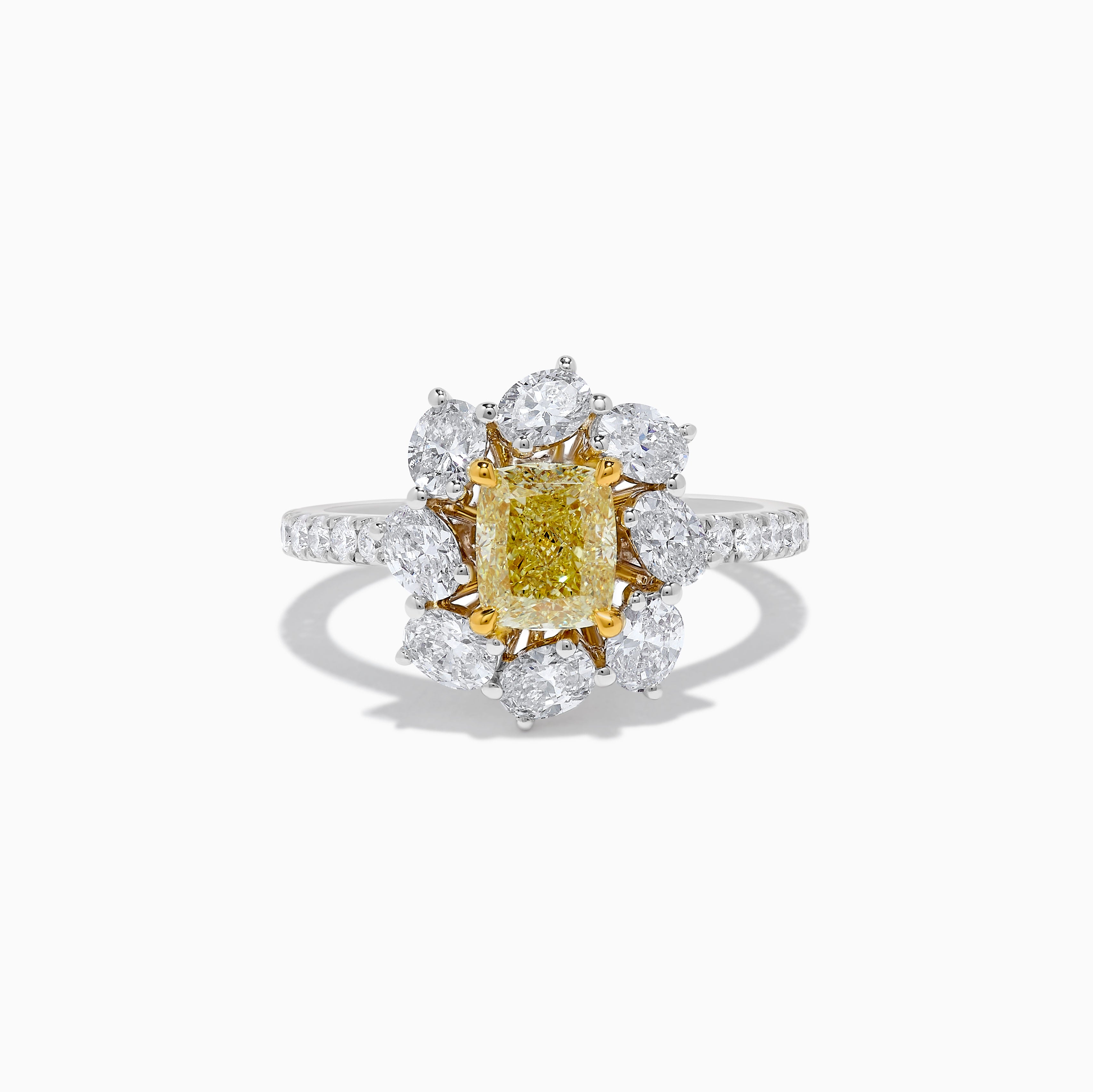GIA Yellow Cushion Cut & White Diamond Ring JR1956GH
