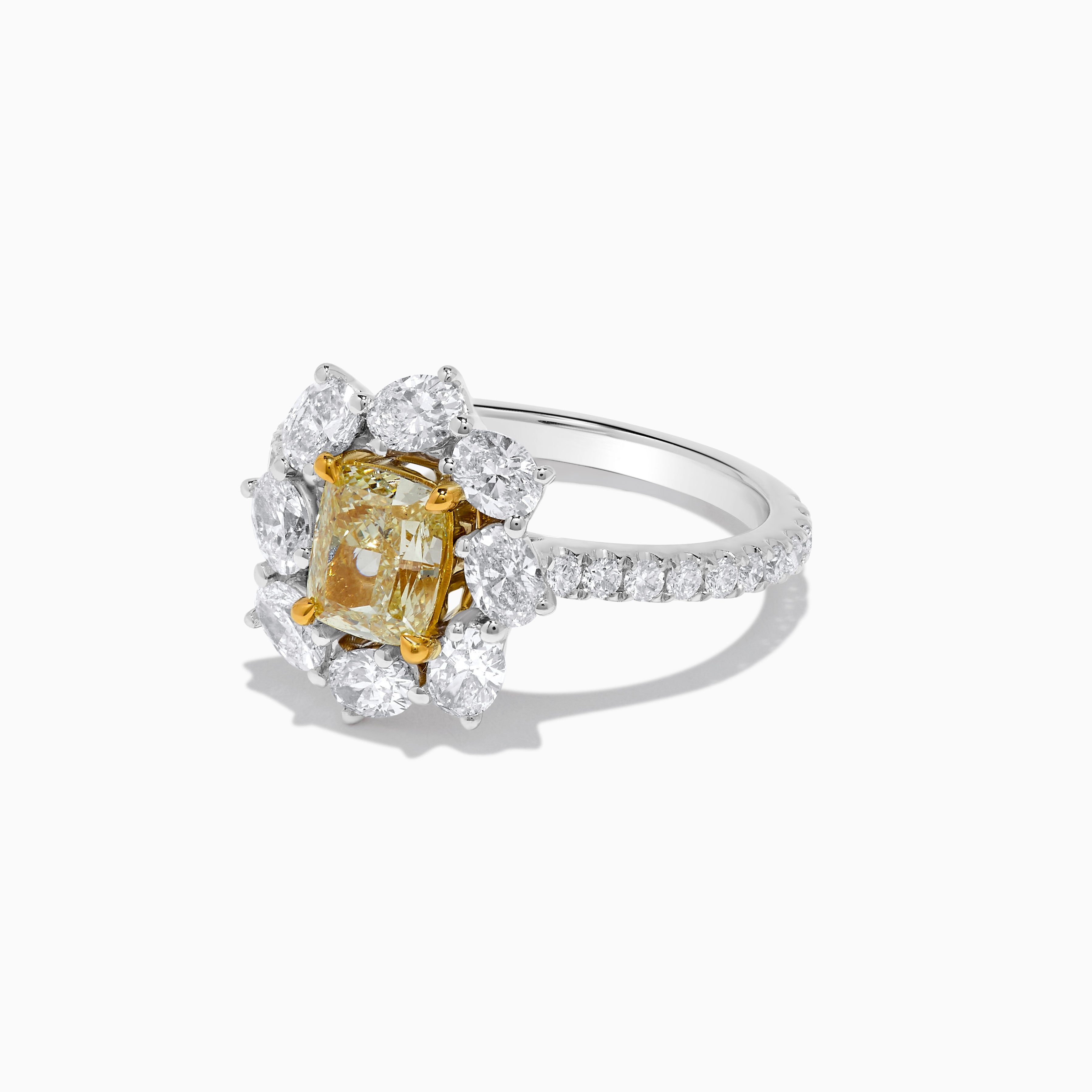 GIA Yellow Cushion Cut & White Diamond Ring JR1956GH