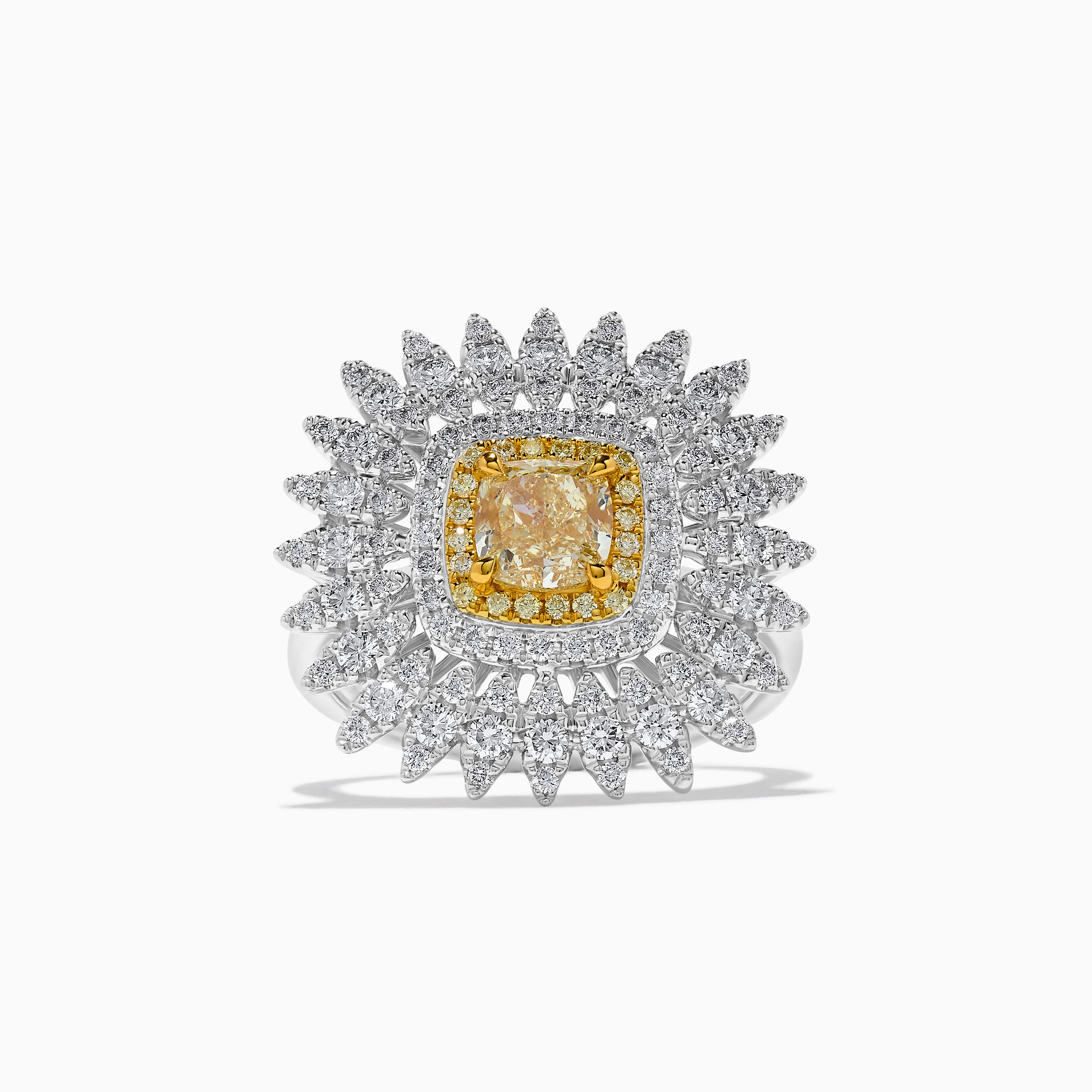 GIA Yellow Cushion Cut & White Diamond Ring JR1973GH