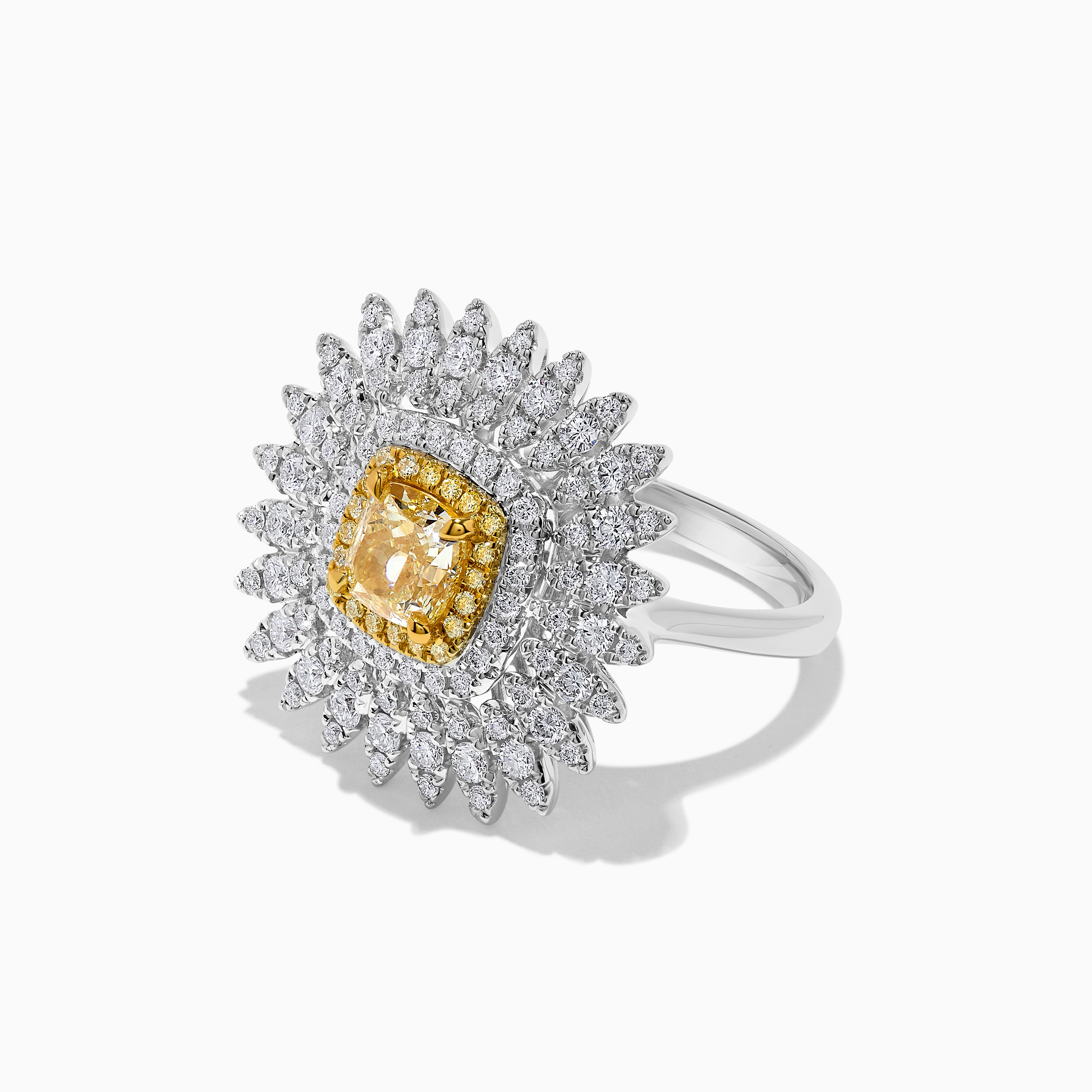 GIA Yellow Cushion Cut & White Diamond Ring JR1973GH