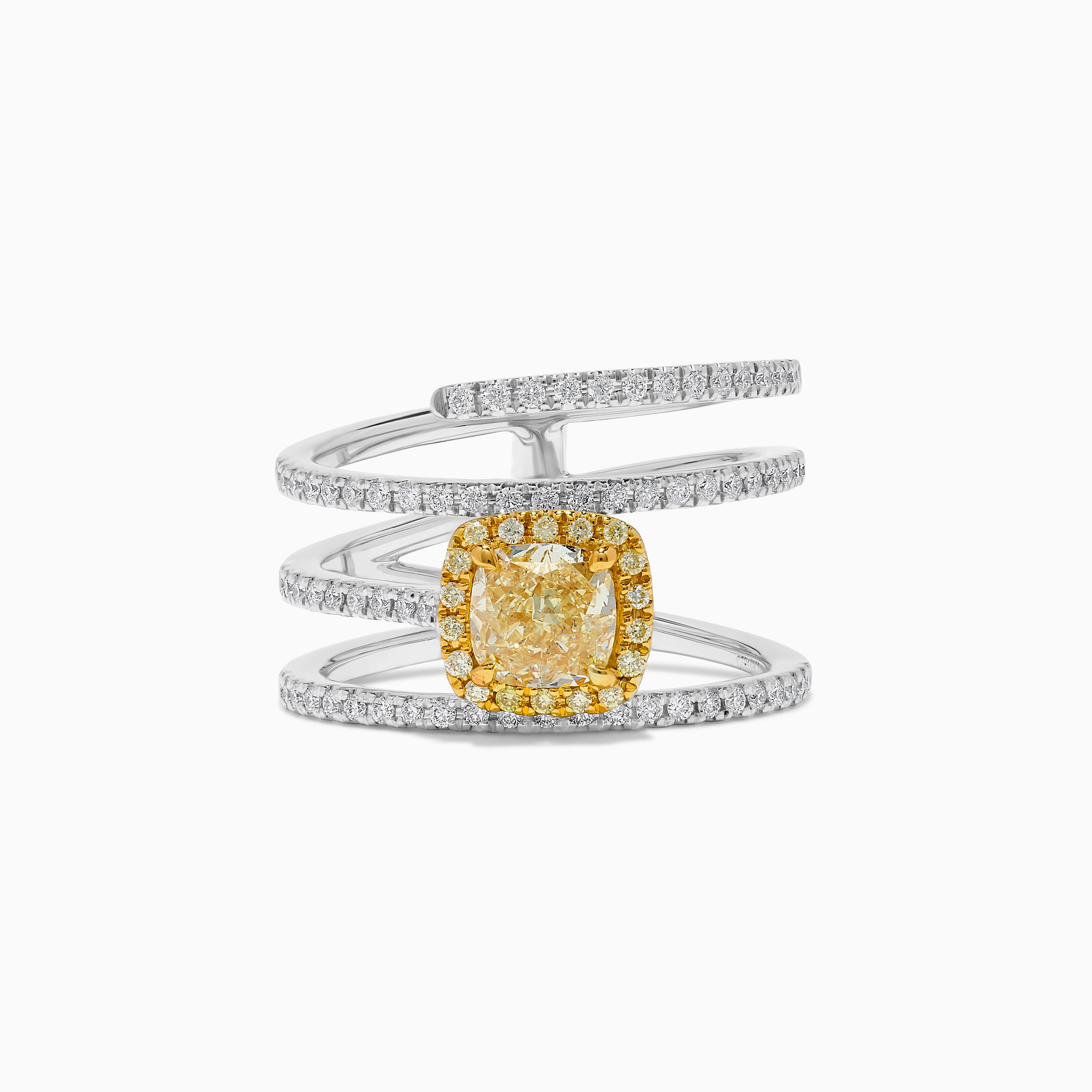 GIA Yellow Cushion Cut & White Diamond Ring JR1974GH