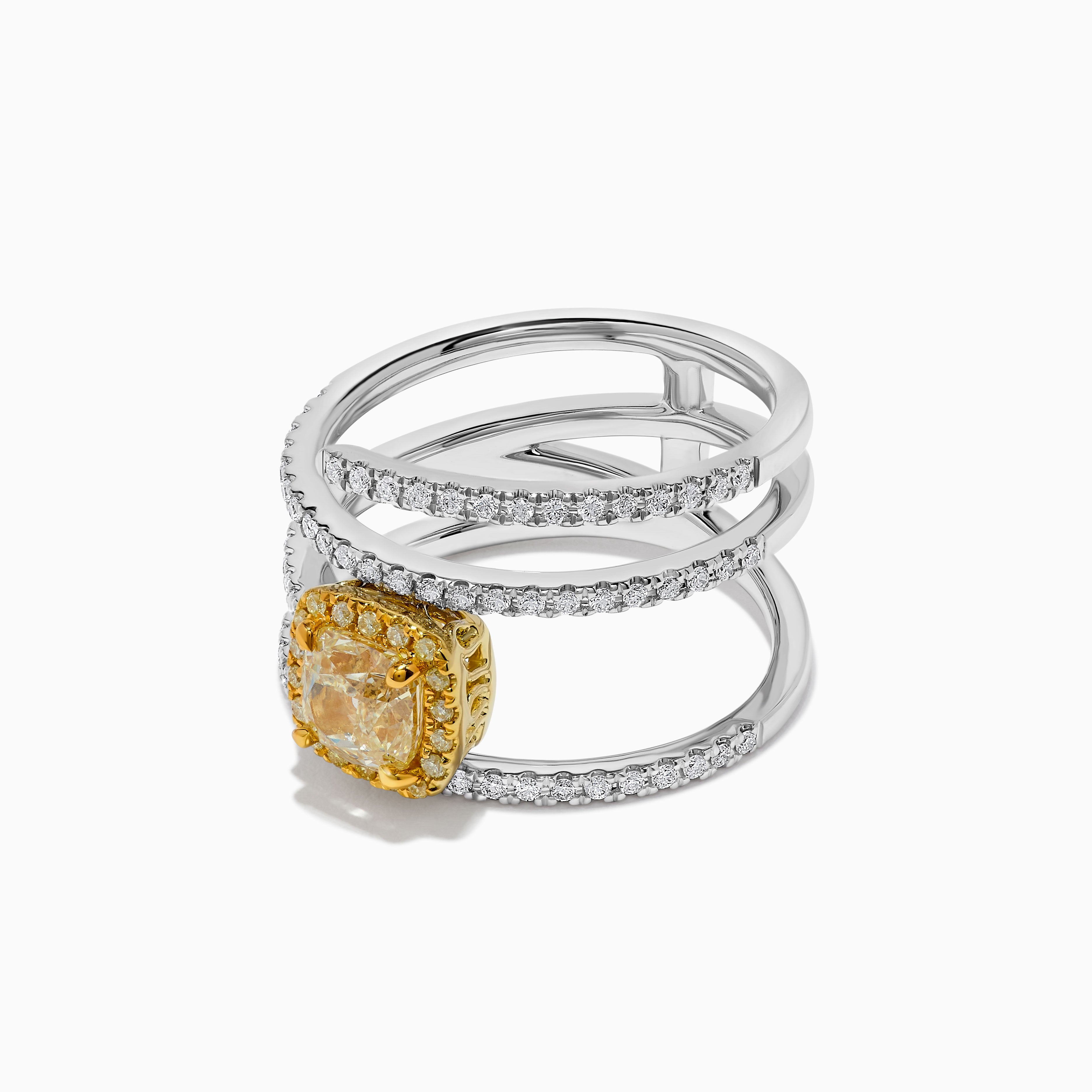 GIA Yellow Cushion Cut & White Diamond Ring JR1974GH