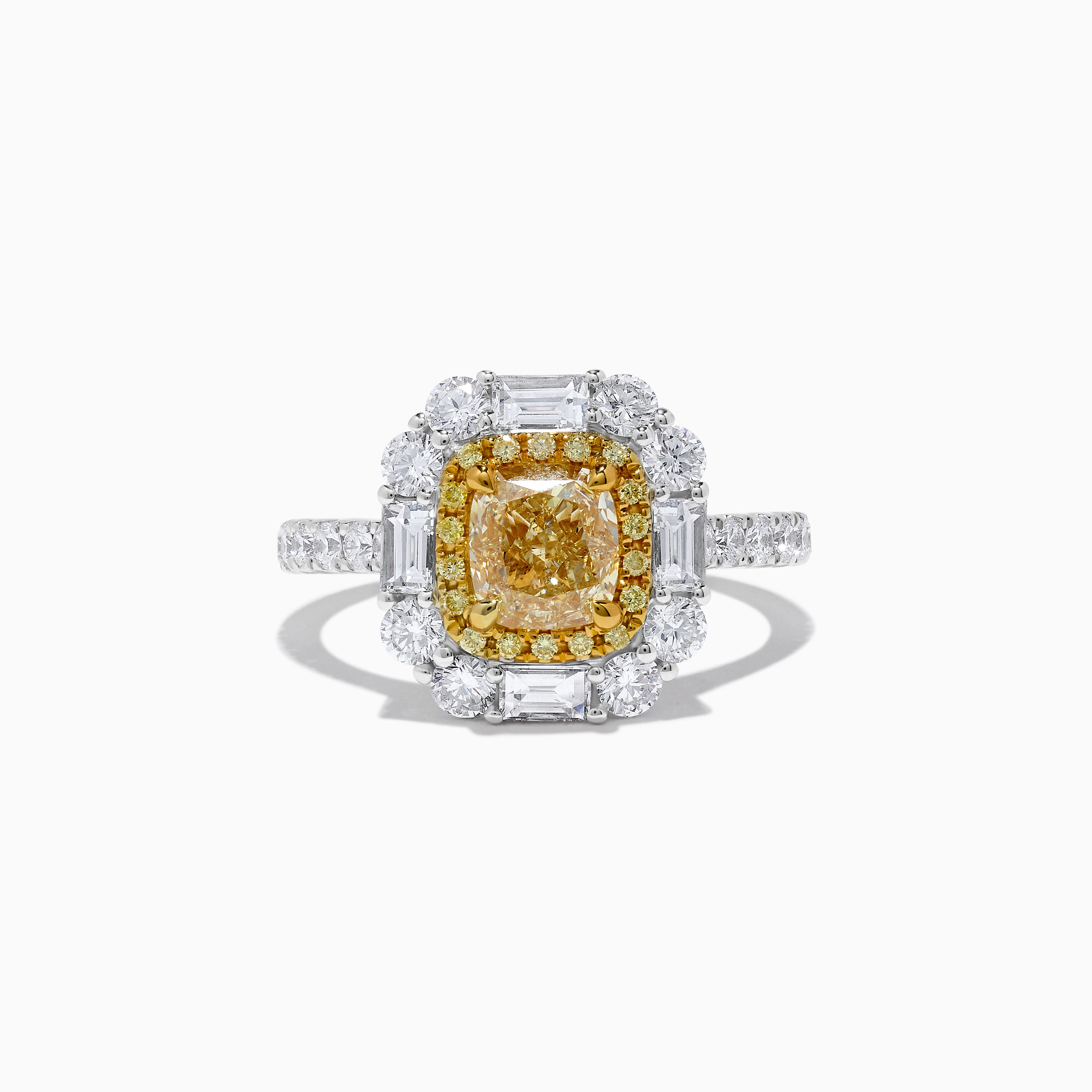 GIA Yellow Cushion Cut & White Diamond Ring JR1975GH