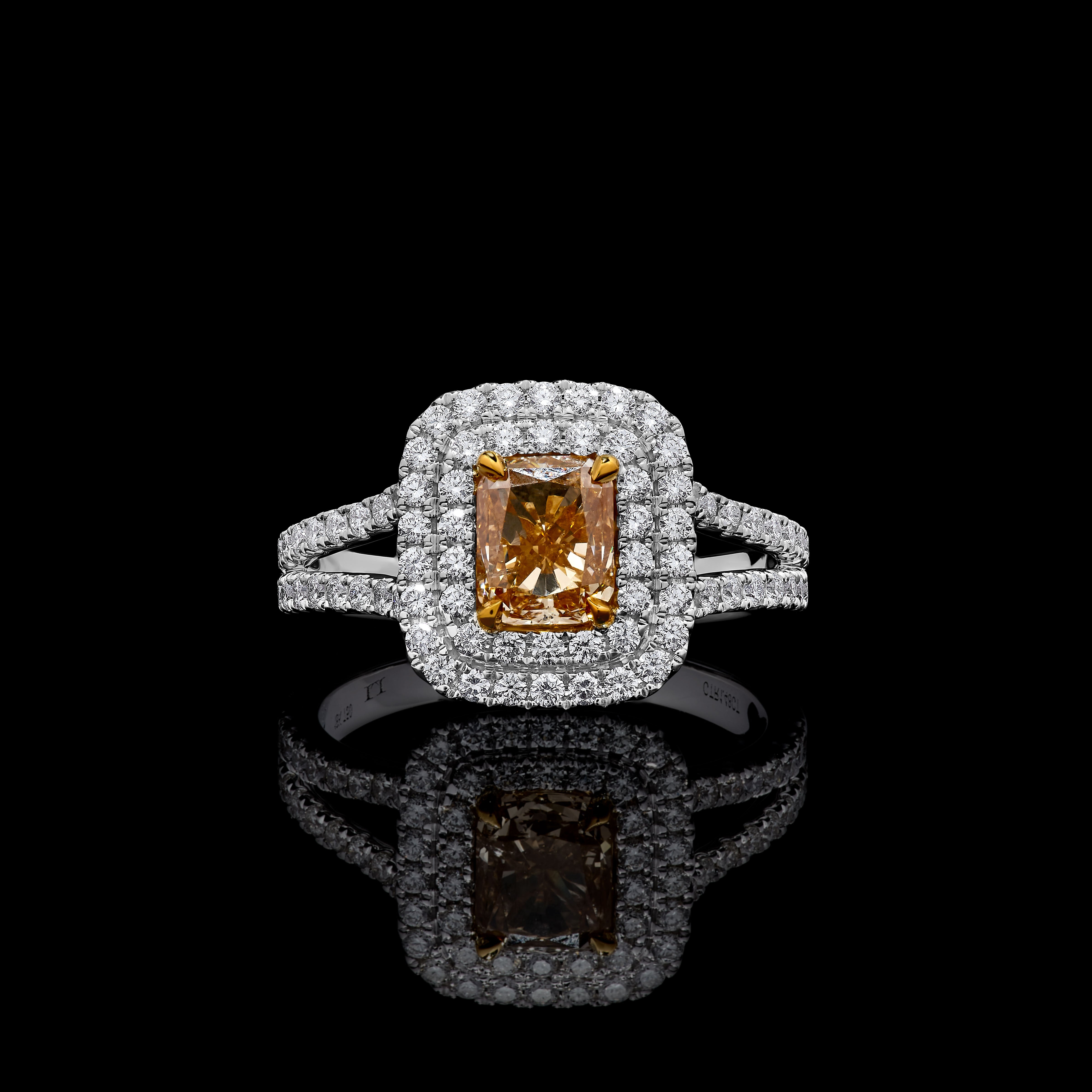 GIA Yellow Radiant Cut & White Diamond Ring JR1987GH