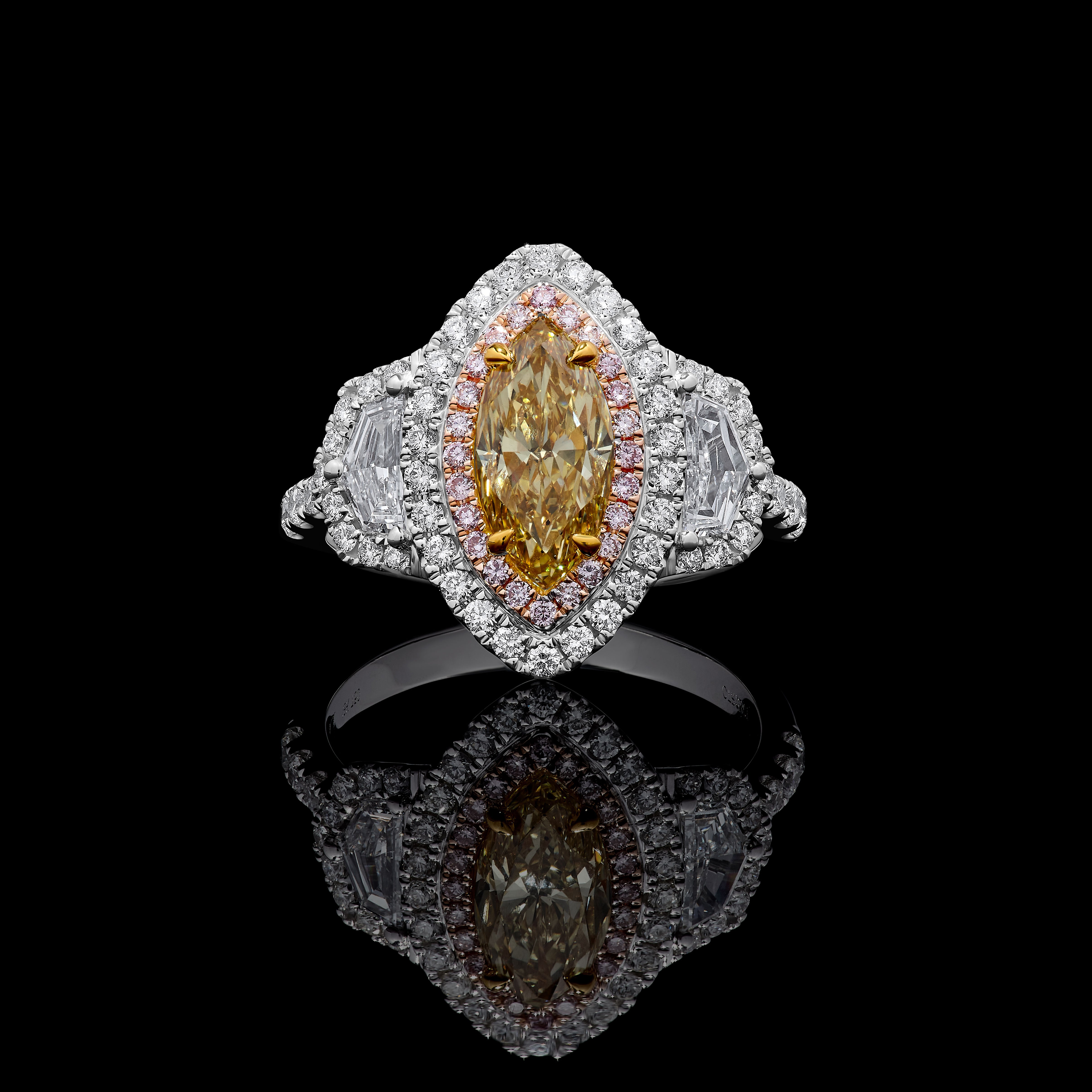GIA Yellow Marquise Cut Diamond Ring JR1988GH