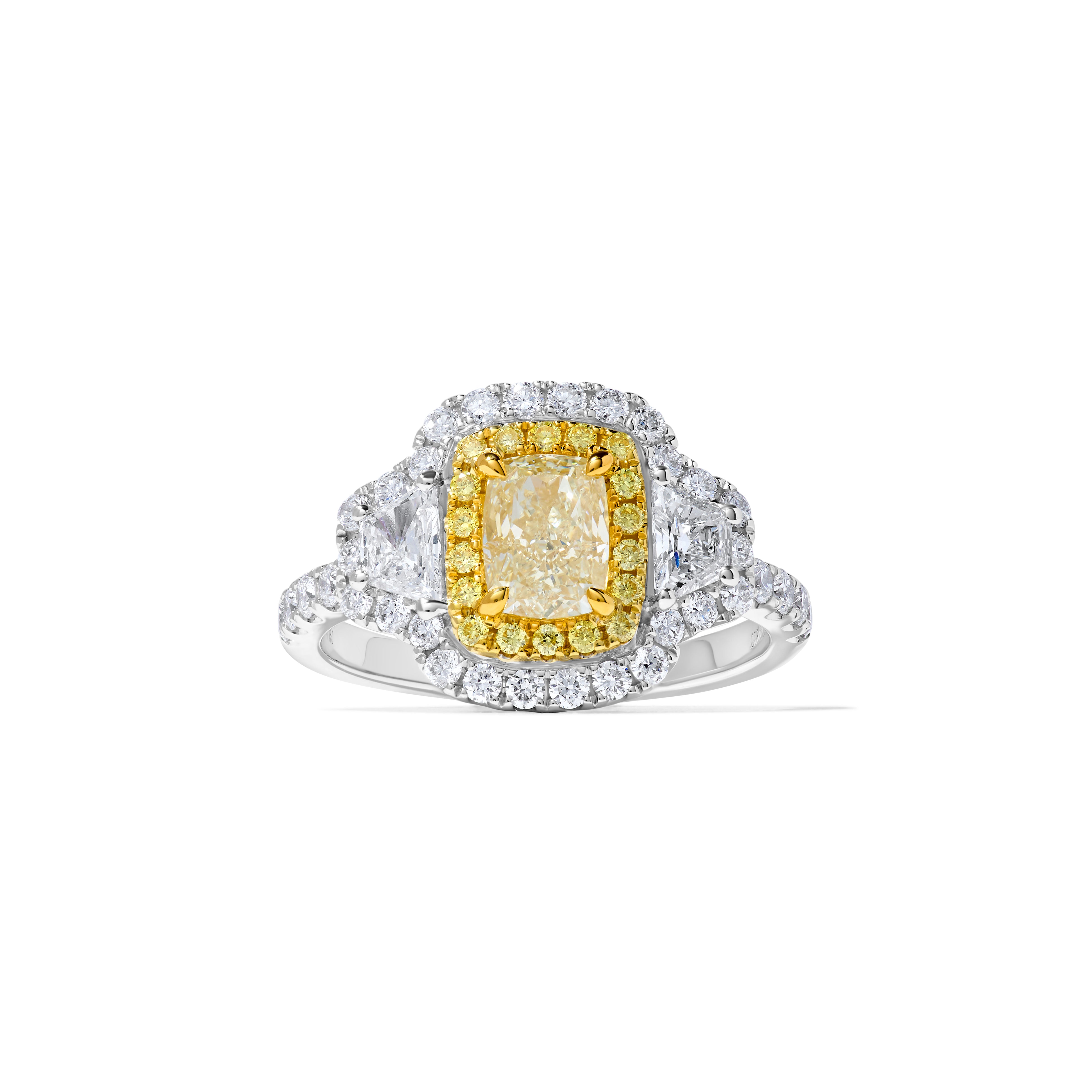 GIA Yellow Cushion Cut Diamond Ring JR1992GH
