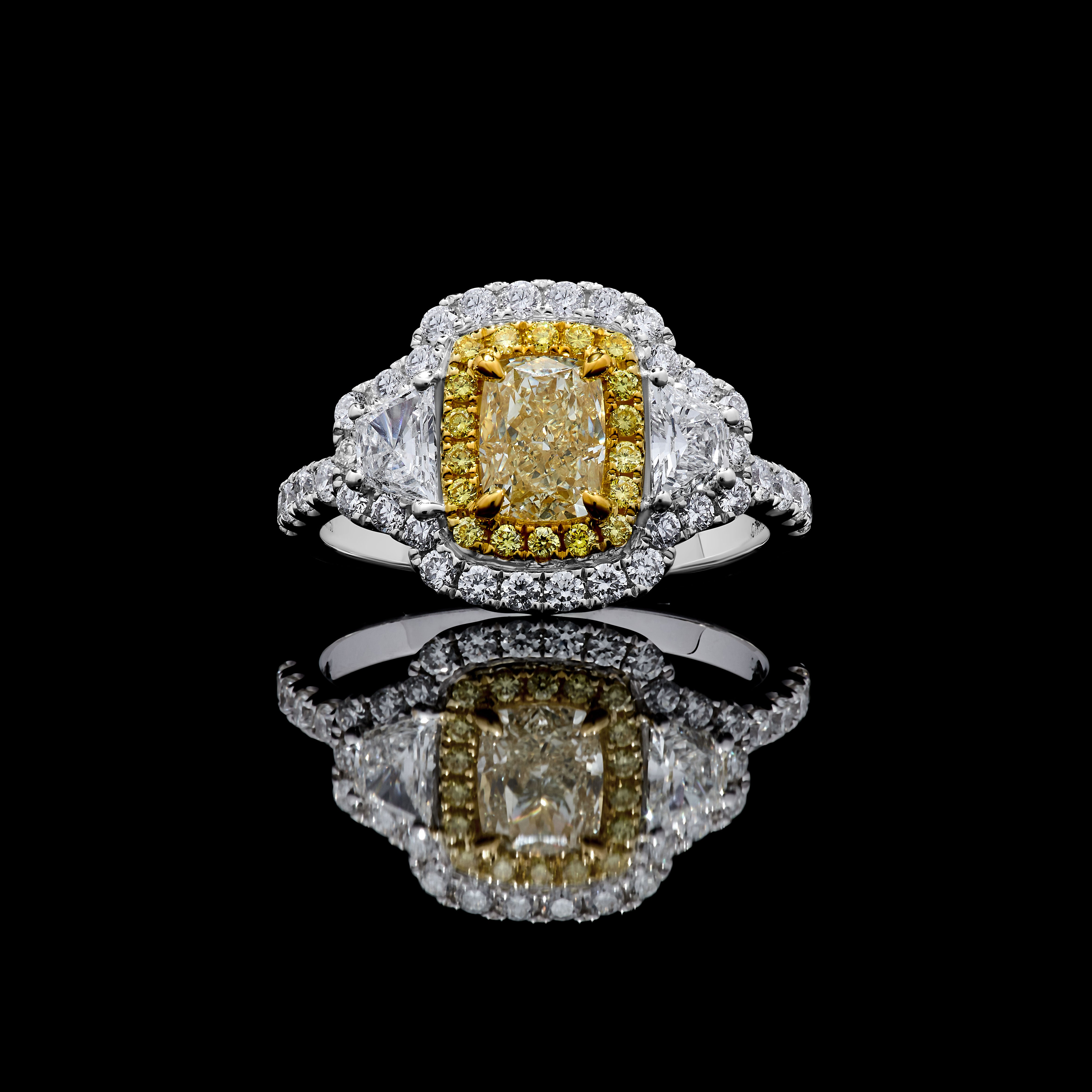 GIA Yellow Cushion Cut Diamond Ring JR1992GH