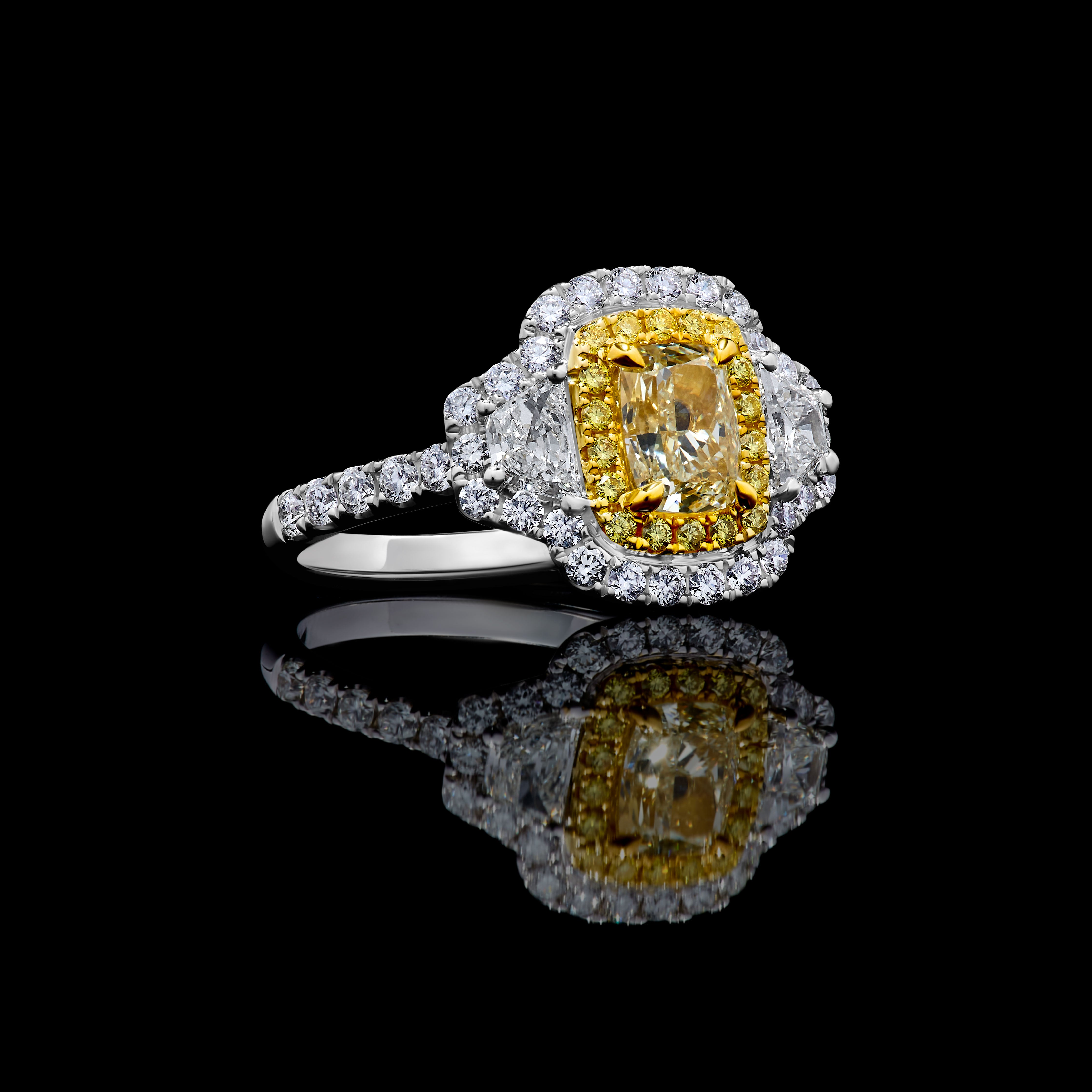 GIA Yellow Cushion Cut Diamond Ring JR1992GH