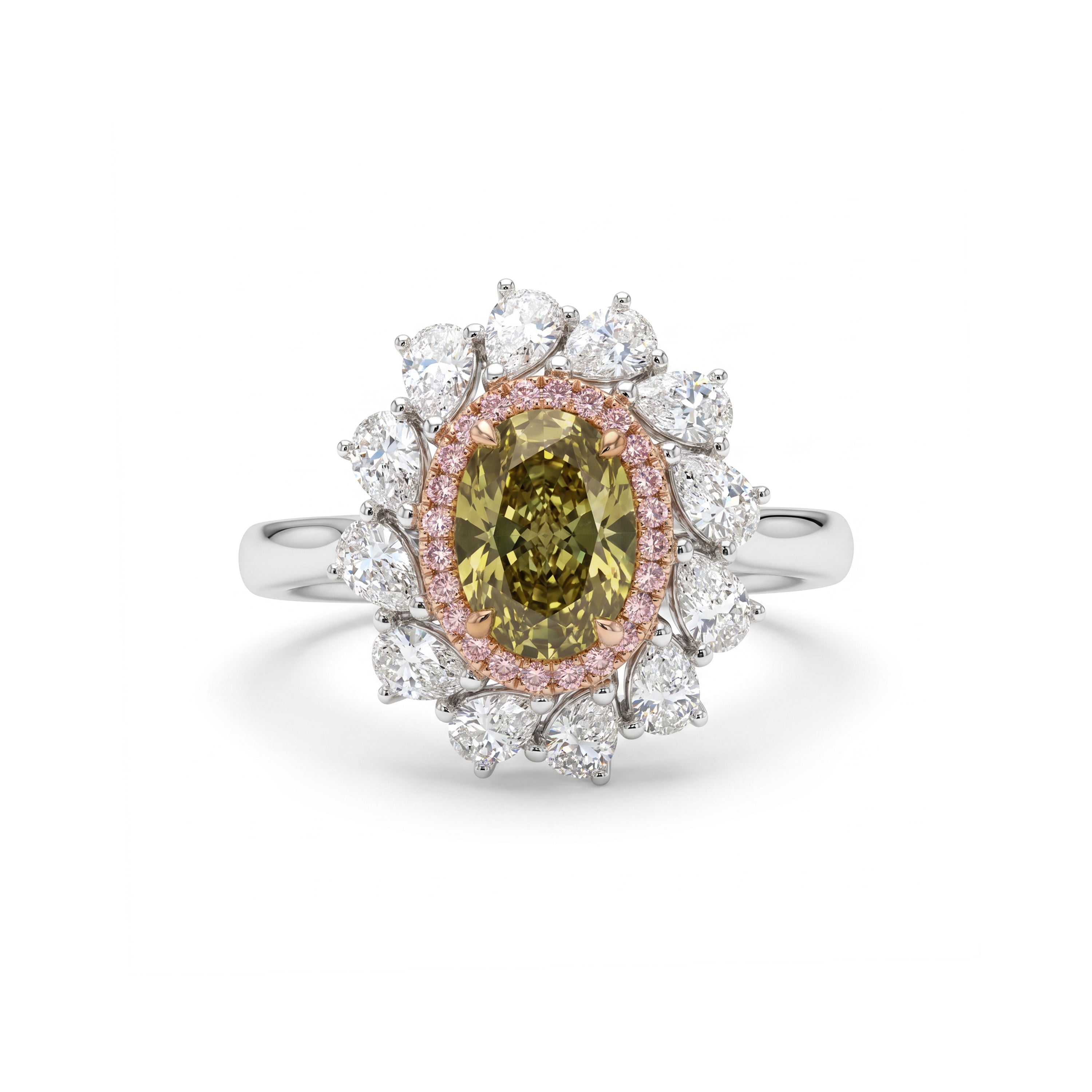Natural Yellow Oval Diamond Sunburst Ring | GIA Certified