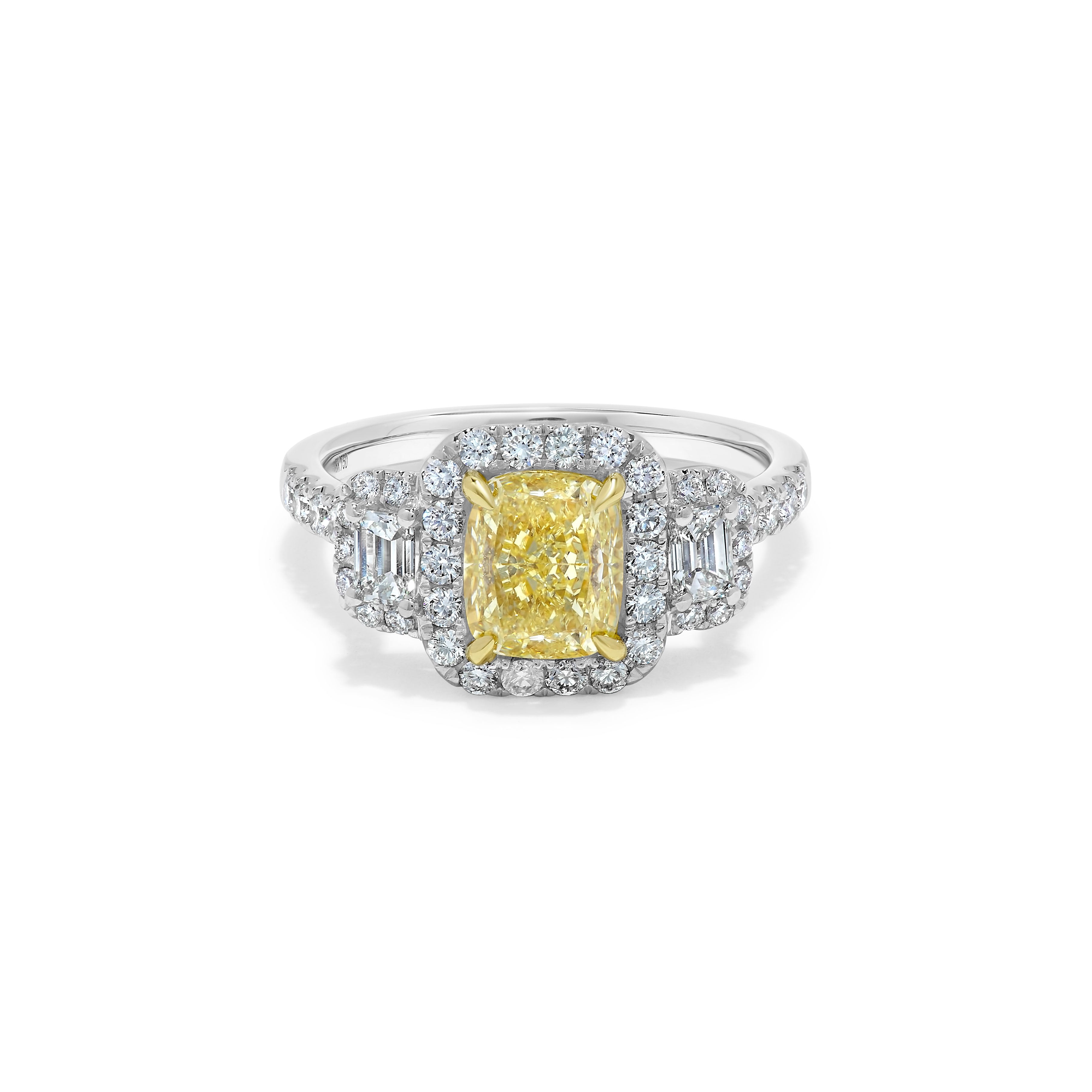 GIA Yellow Cushion Cut & White Diamond Ring JR1P18GH