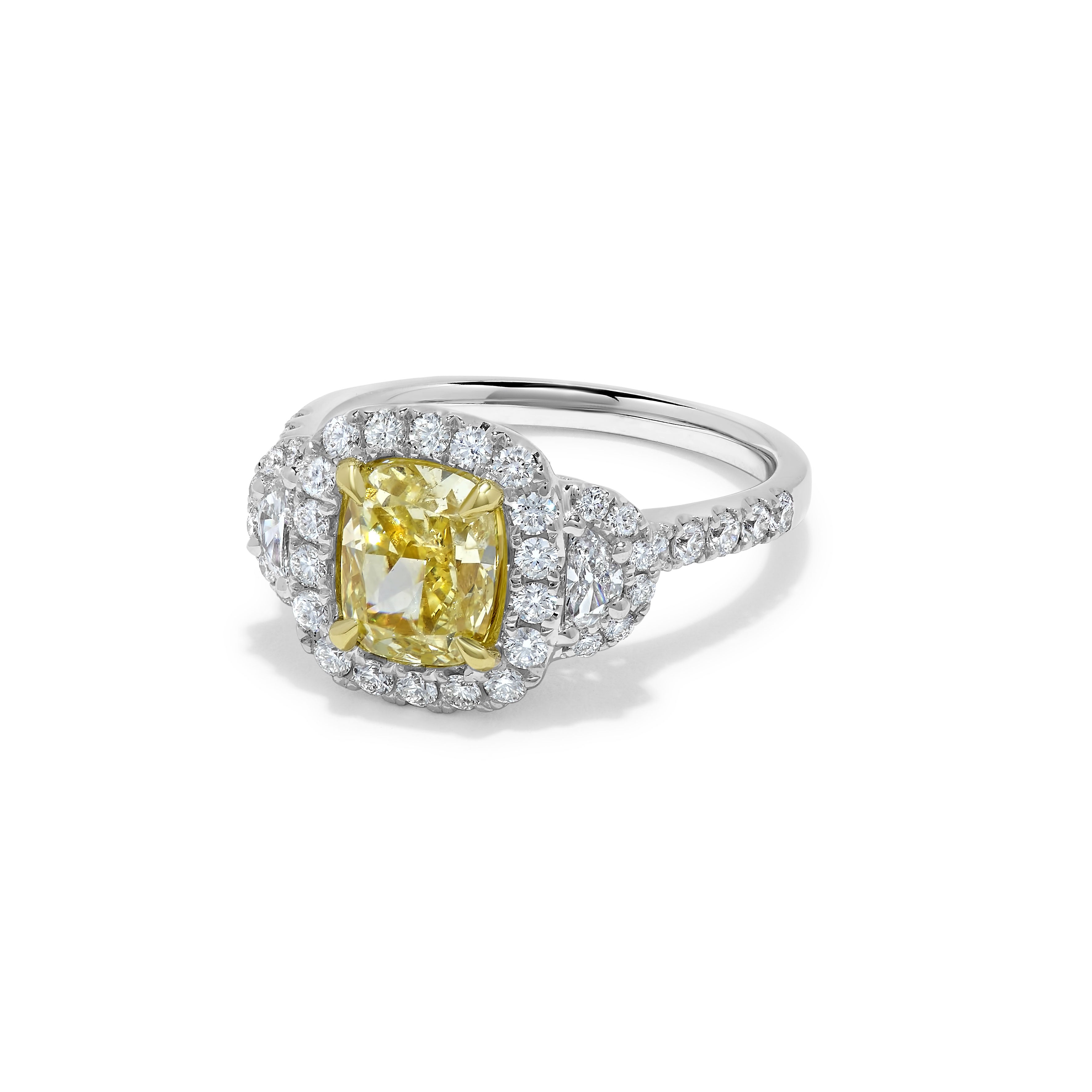GIA Yellow Cushion Cut & White Diamond Ring JR1P19GH
