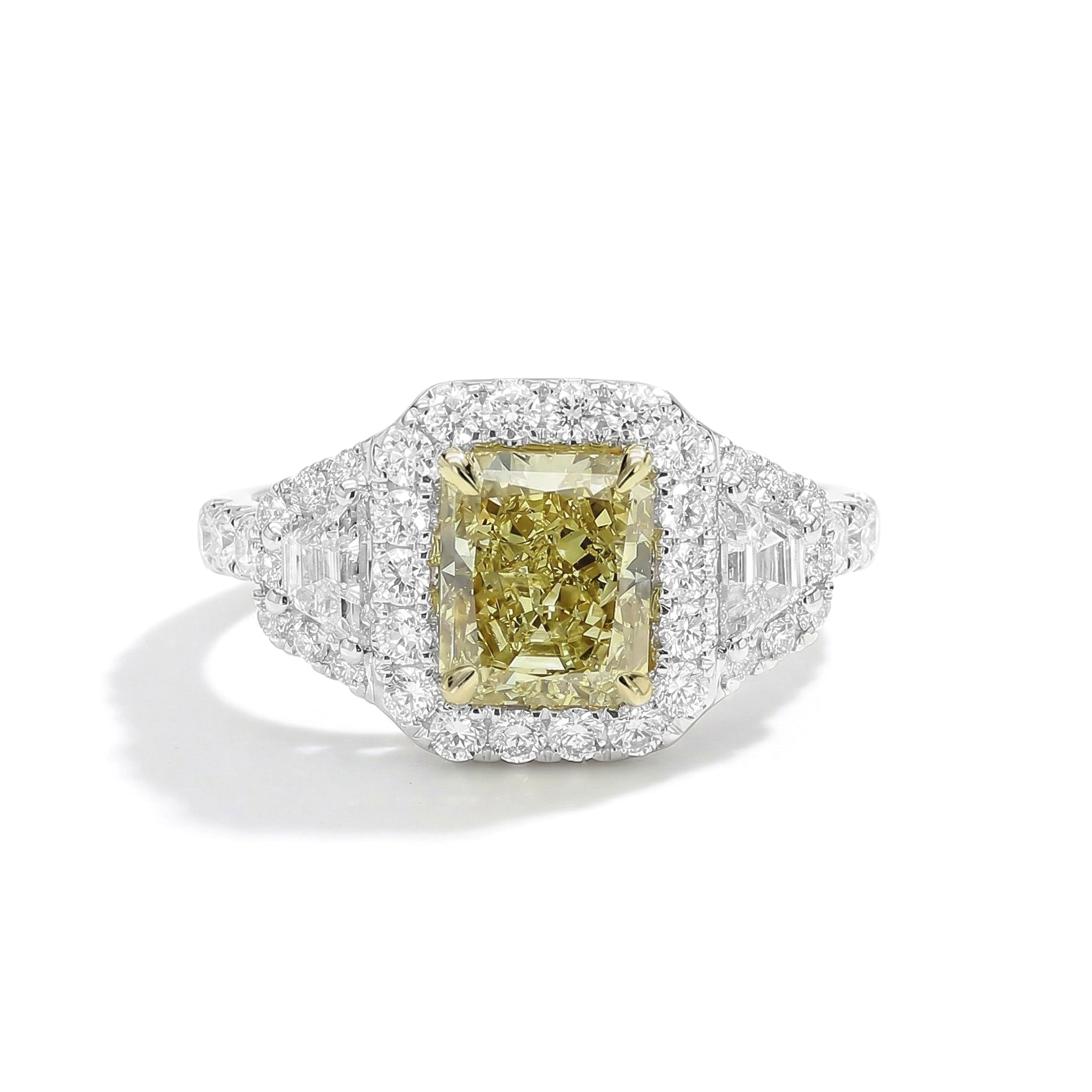 Natural Green Radiant Diamond Halo Ring | GIA Certified product image 1