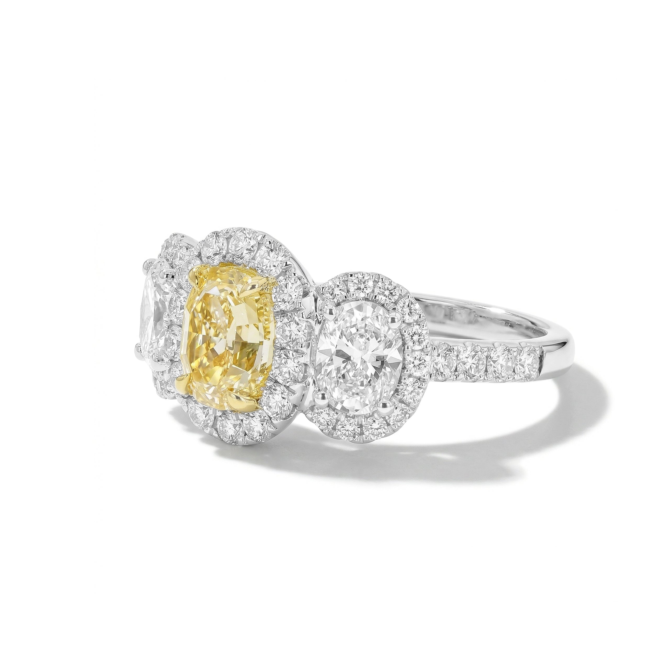Natural Yellow Oval Diamond Halo Ring | GIA Certified product image 2