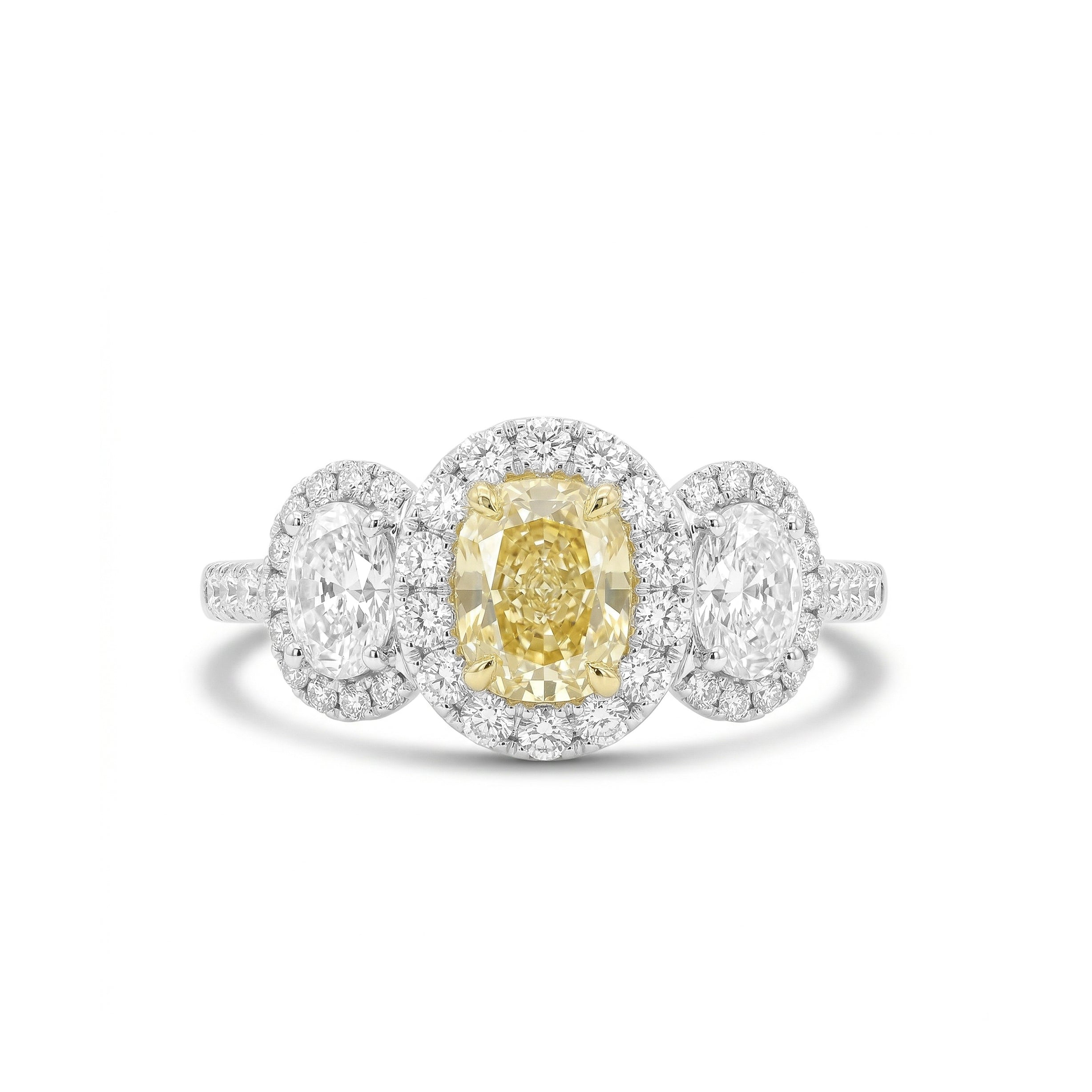 Natural Yellow Oval Diamond Halo Ring | GIA Certified product image 1