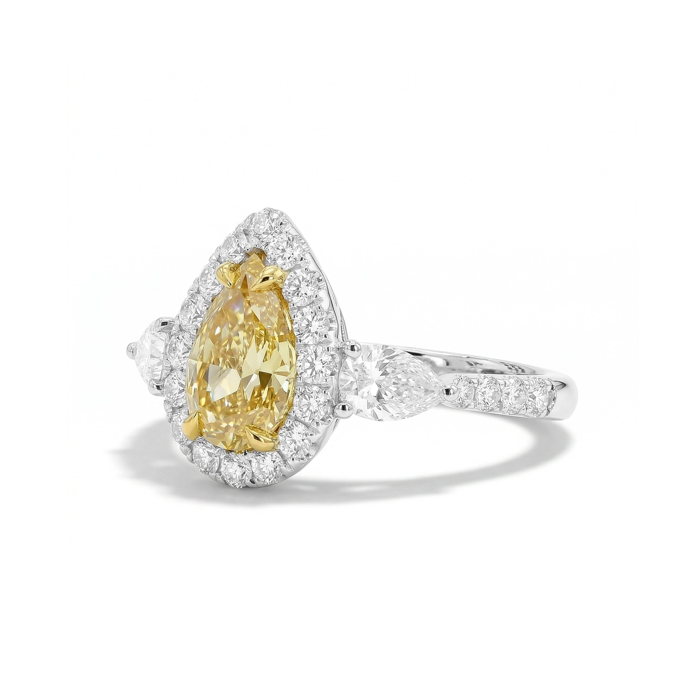 Natural Yellow Pear Diamond Halo Ring | GIA Certified product image 2