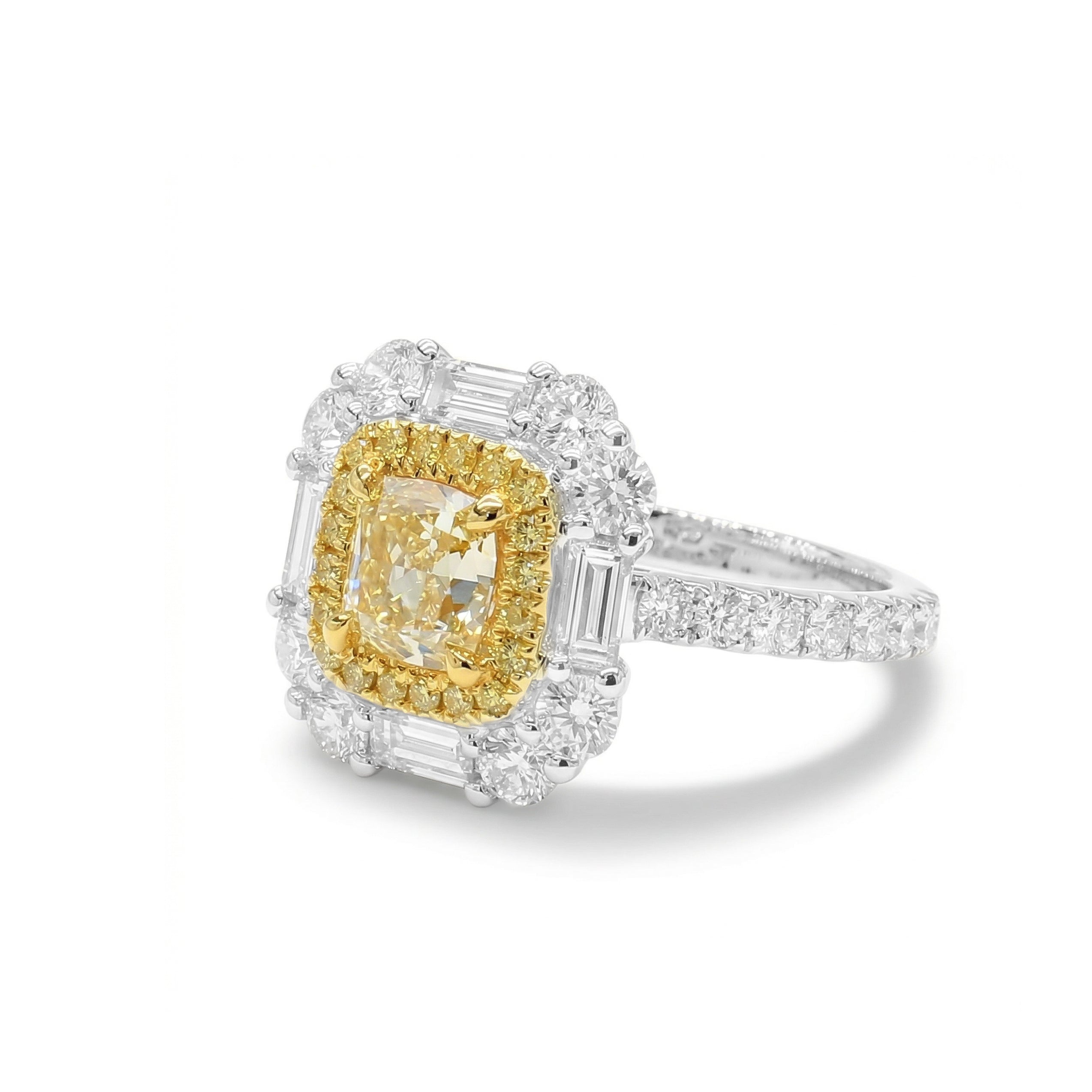 Natural Yellow Cushion Diamond Ring | GIA Certified product image 2