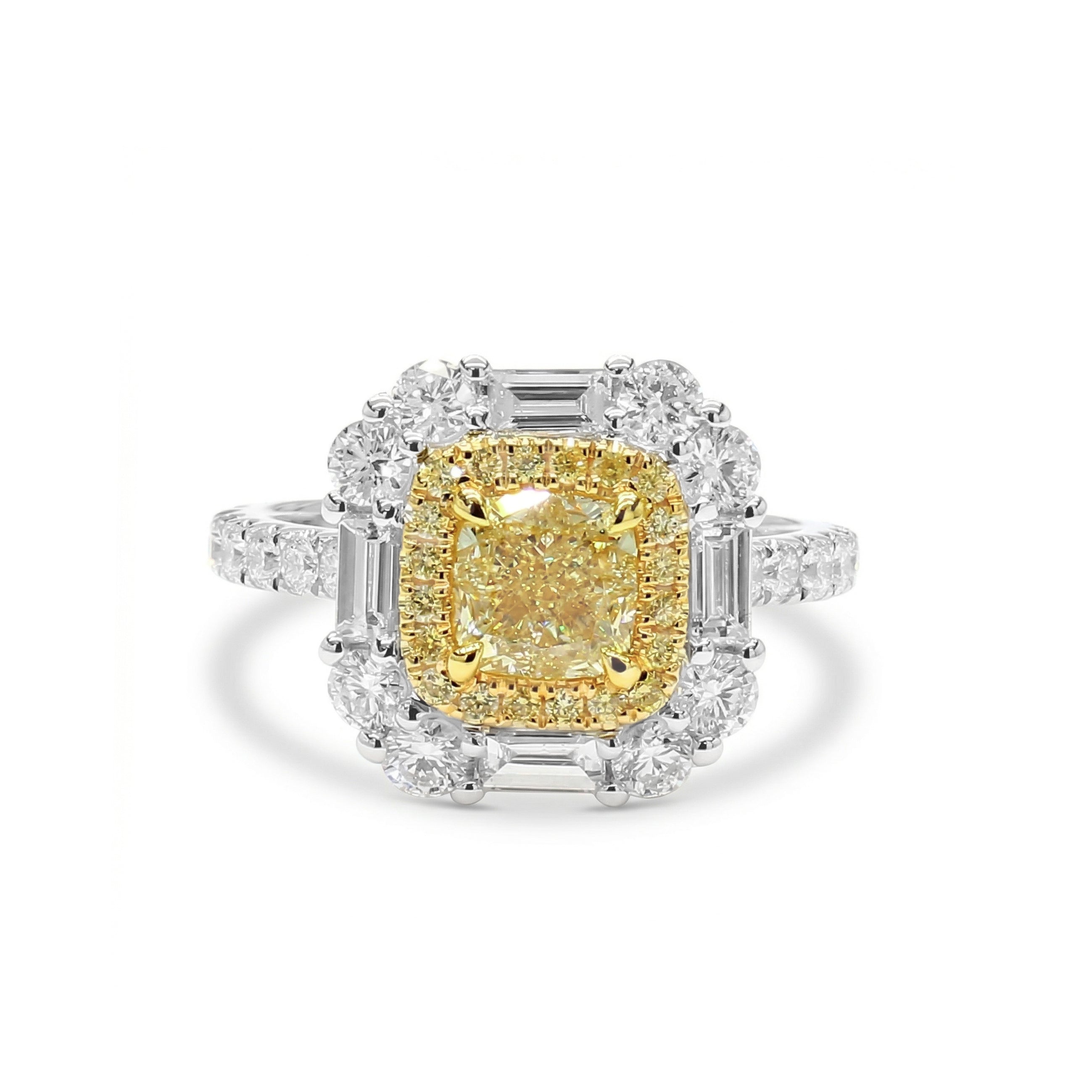 Natural Yellow Cushion Diamond Ring | GIA Certified product image 1
