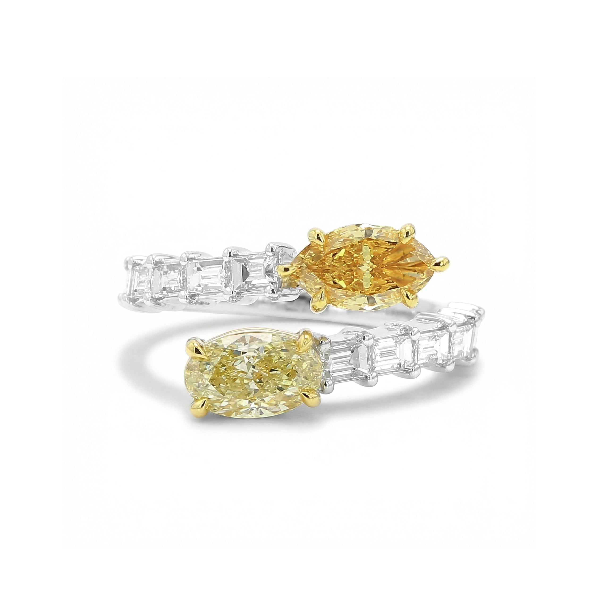 Natural Yellow & Orange Diamond Crossover Ring | GIA Certified product image 1