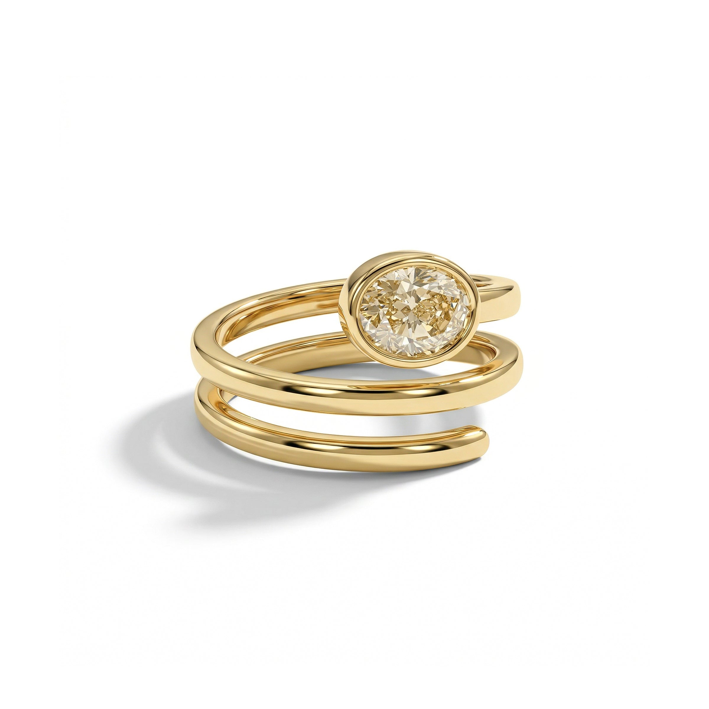 Natural Yellow Oval Diamond Spiral Ring | GIA Certified product image 1