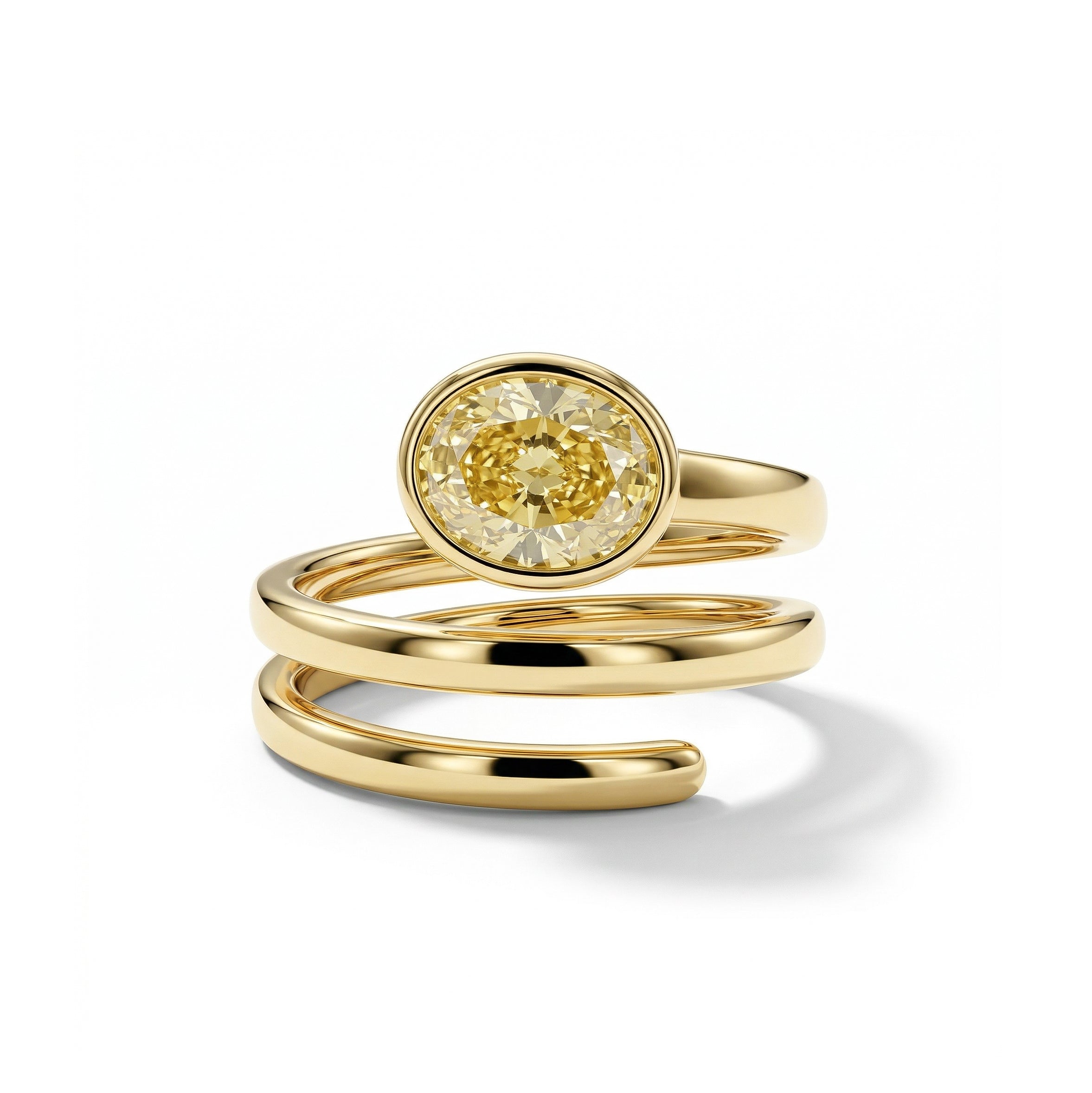 Natural Yellow Oval Diamond Spiral Ring | GIA Certified product image 2