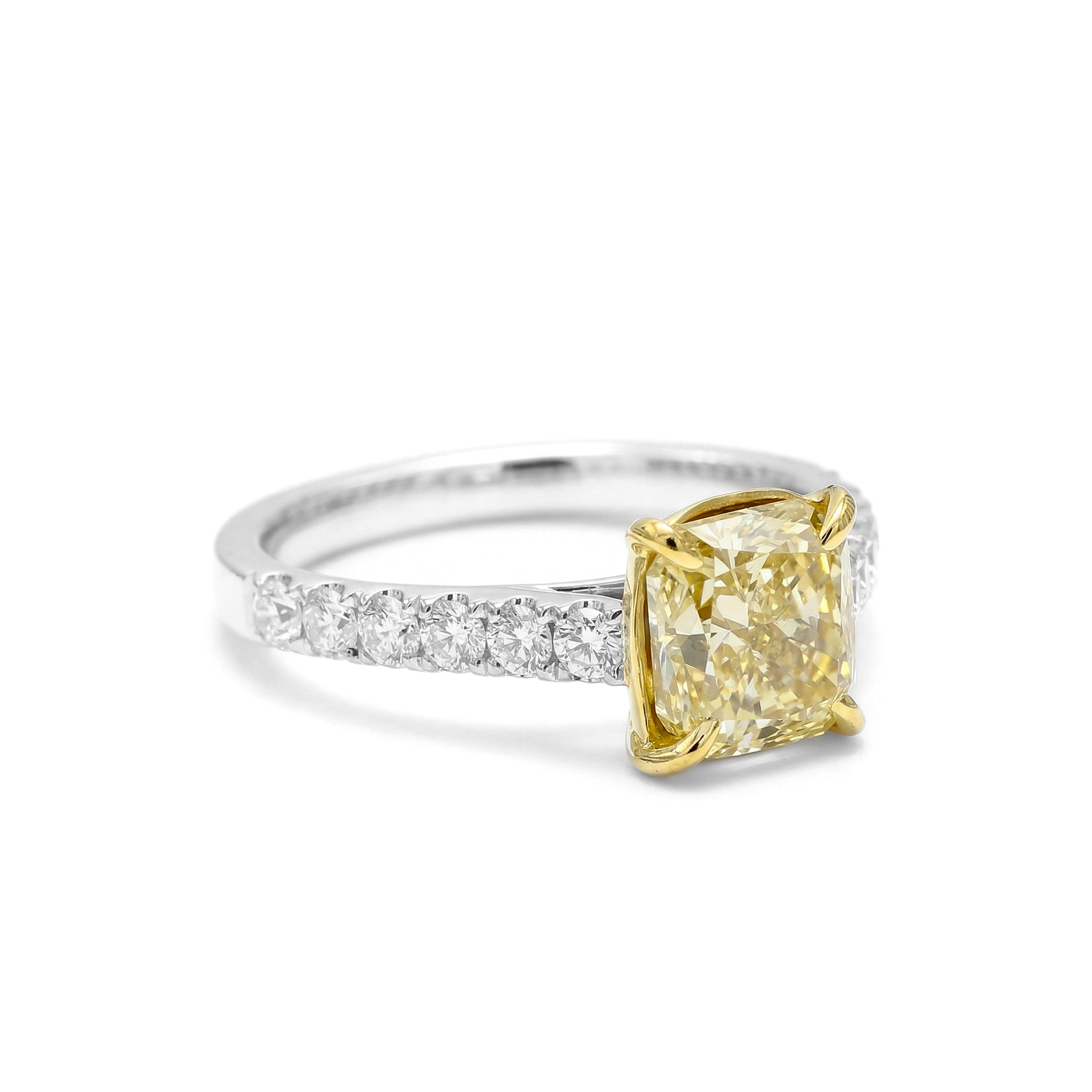 Natural Yellow Cushion Cut Diamond Ring | GIA Certified product image 2