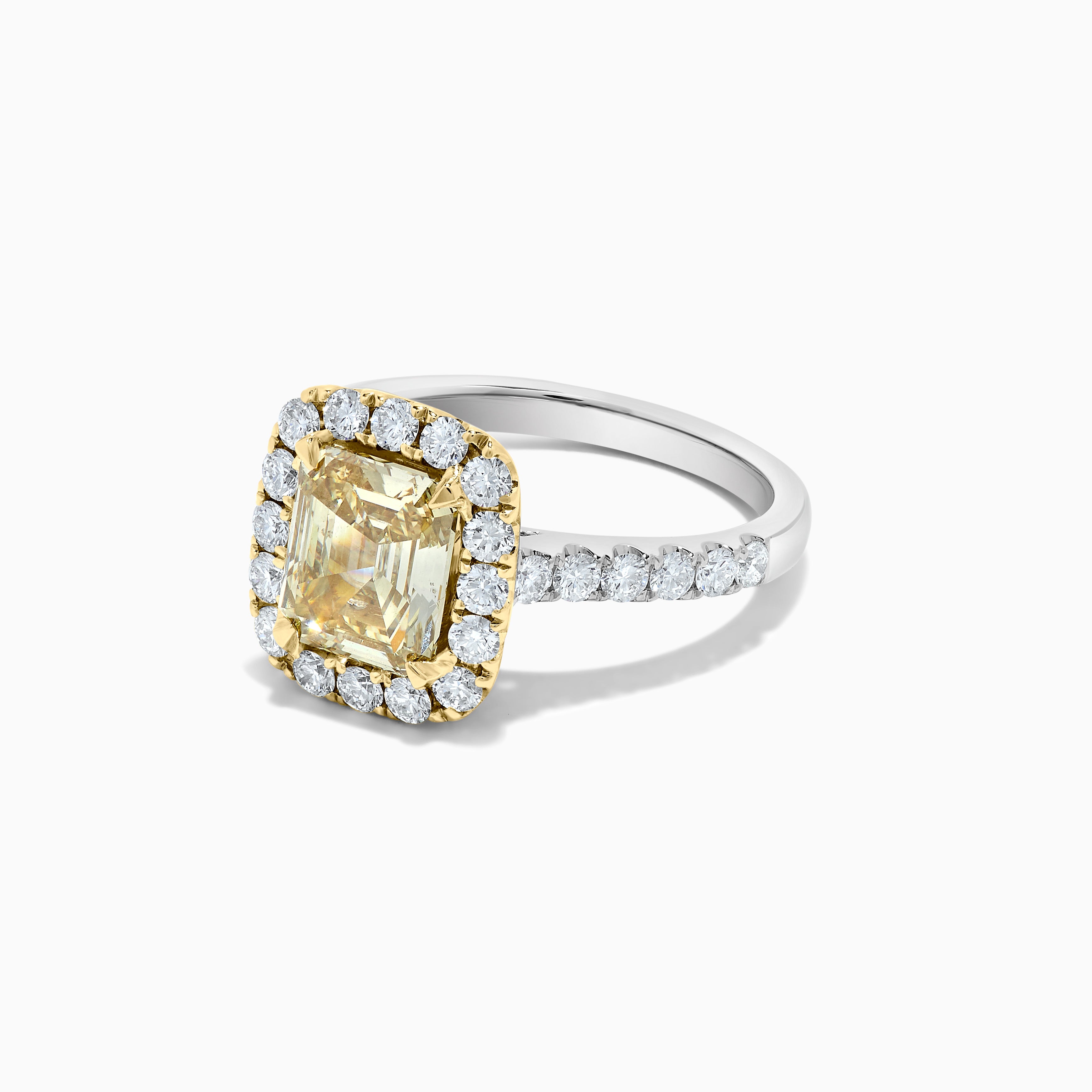 GIA Yellow Asscher Cut Diamond & White Diamond Ring JR2110GH