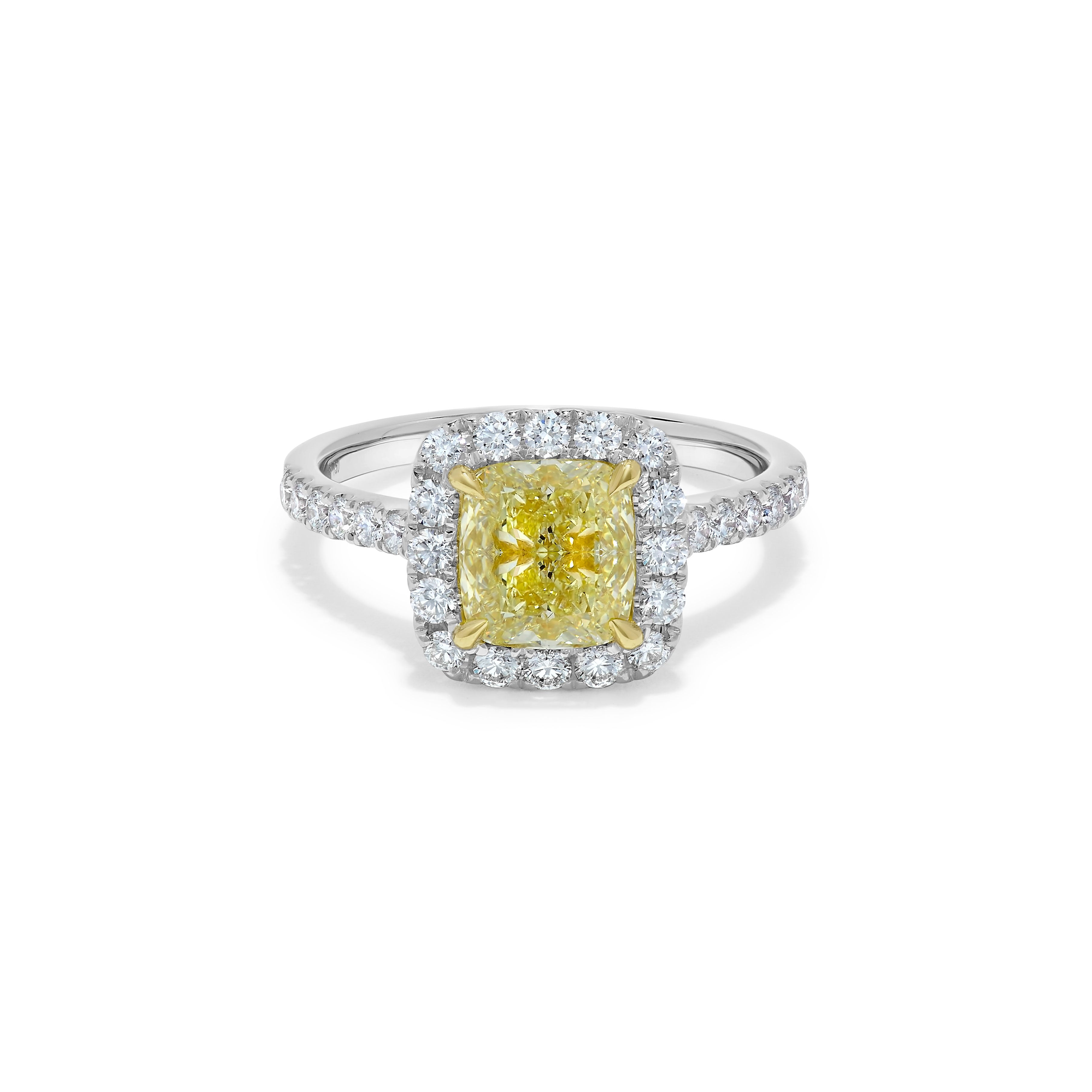 GIA Yellow Cushion Cut Diamond Ring JR2117GH