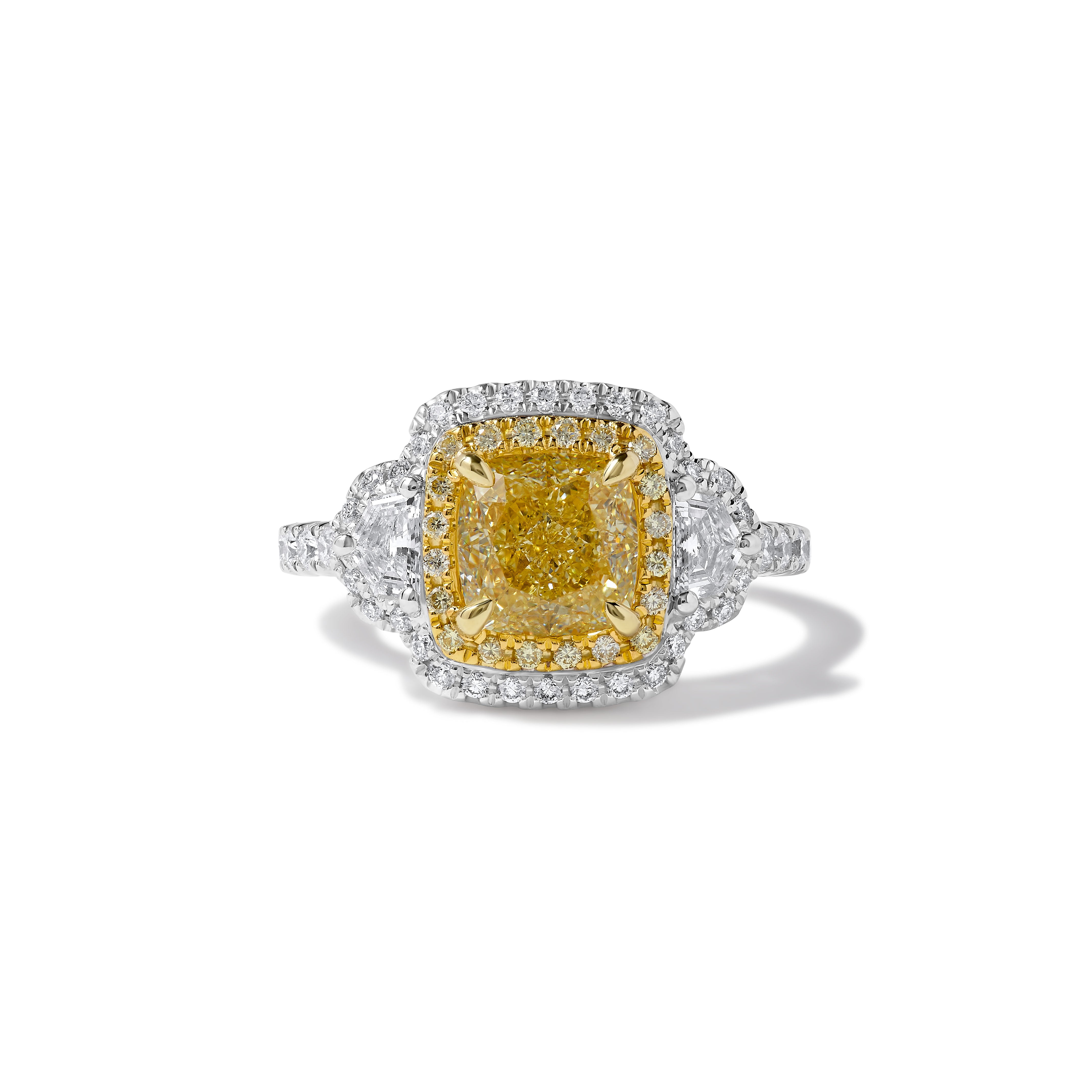 GIA Yellow Cushion Cut Diamond Ring JR2128GH