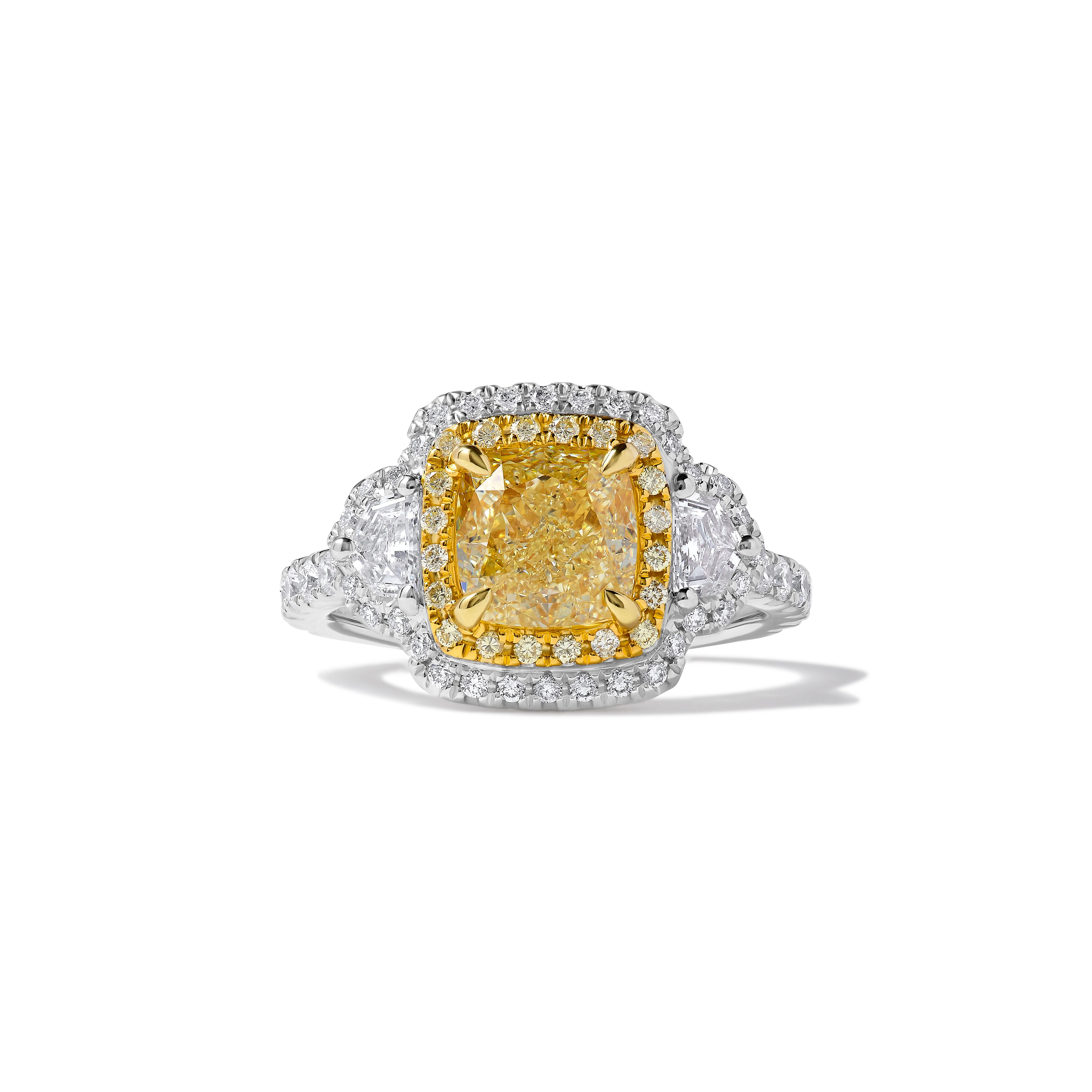 GIA Yellow Cushion Cut Diamond Ring JR2128GH