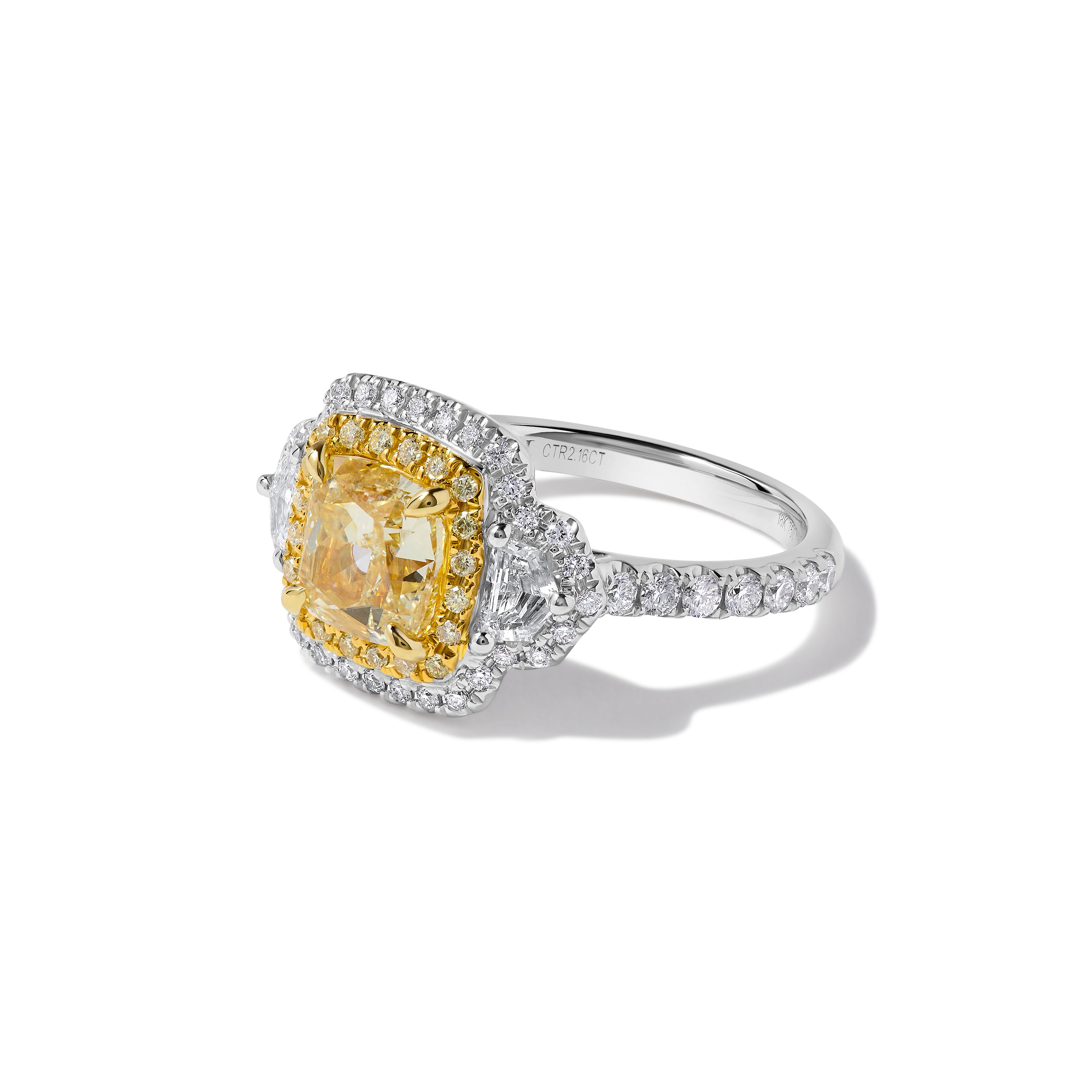 GIA Yellow Cushion Cut Diamond Ring JR2128GH