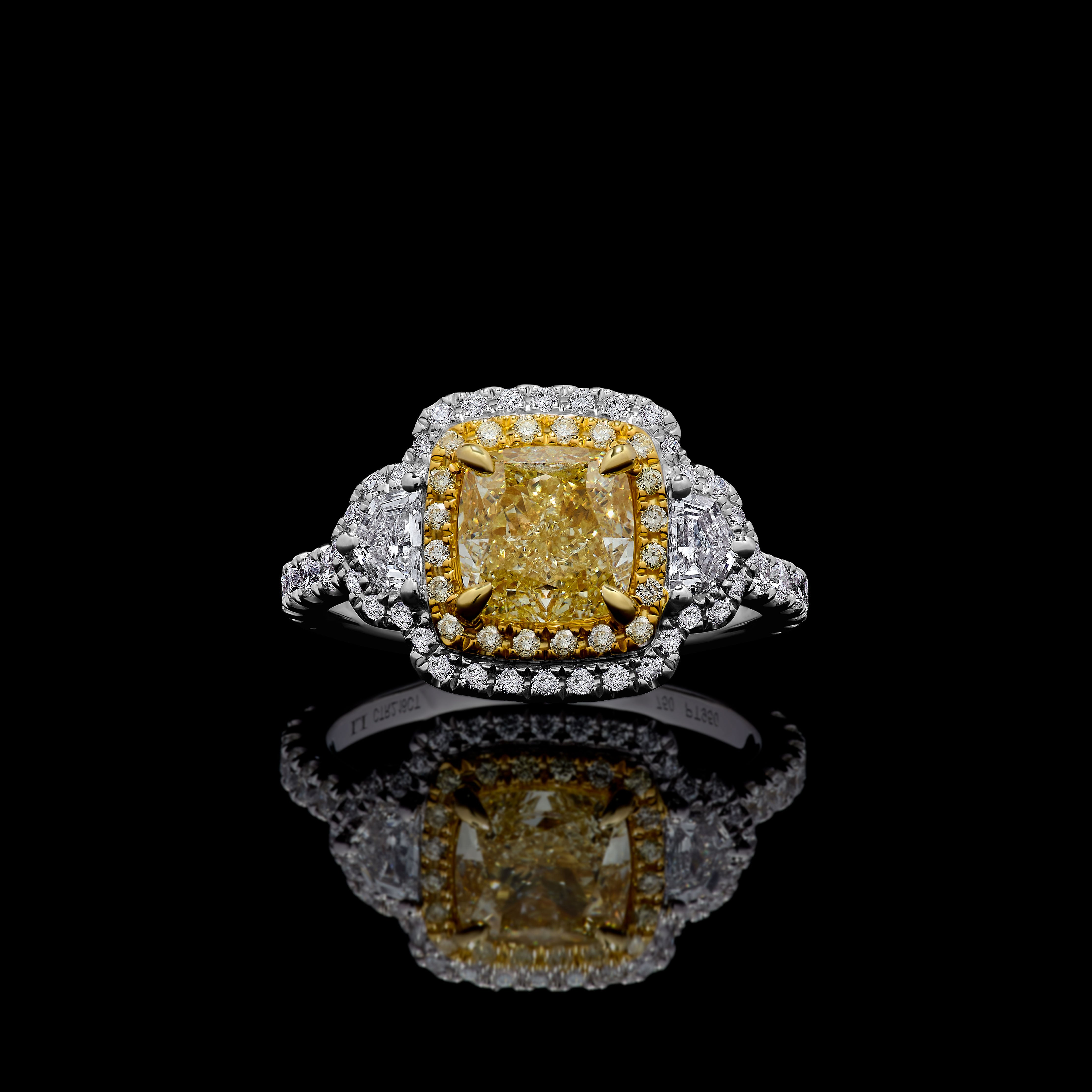 GIA Yellow Cushion Cut Diamond Ring JR2128GH