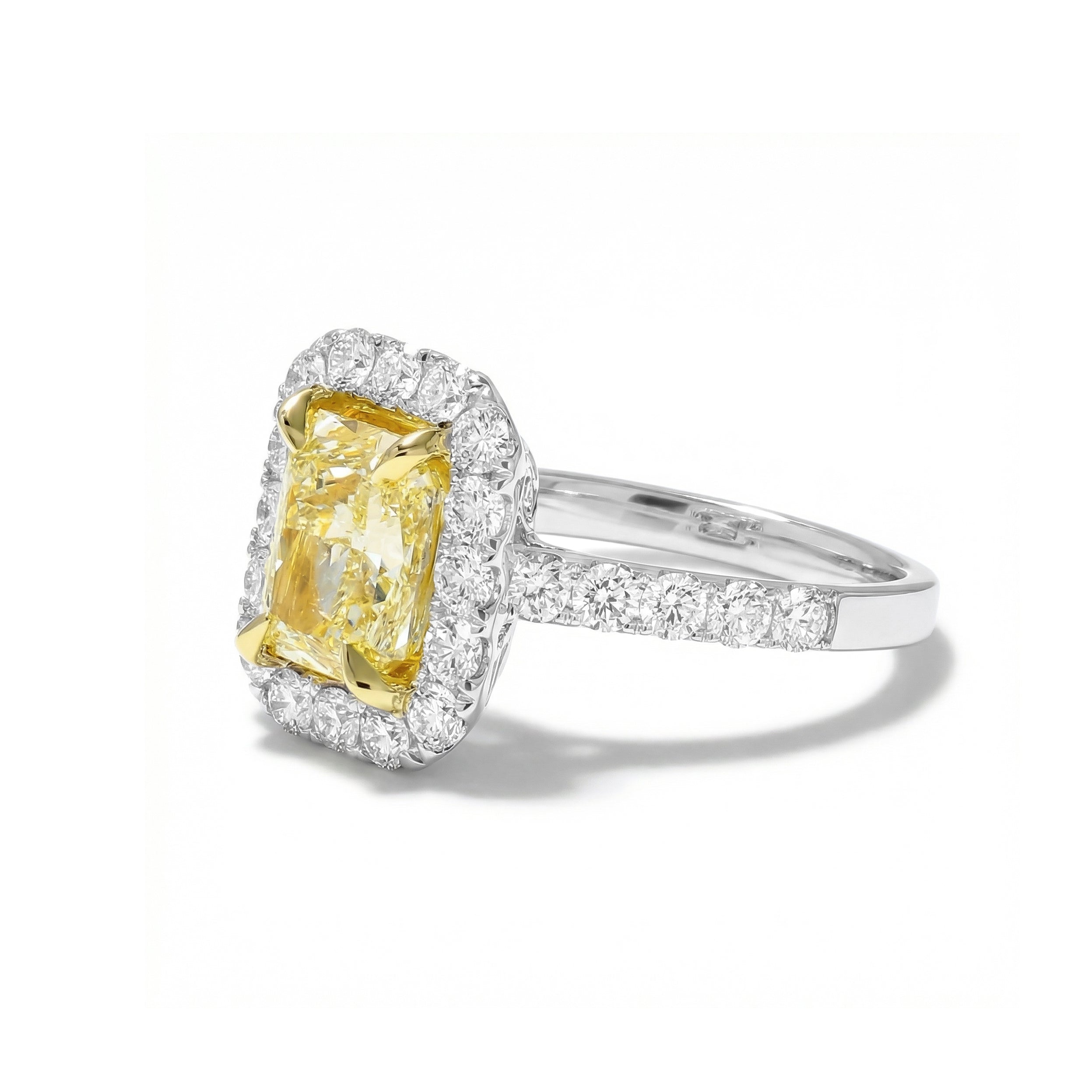 Natural Yellow Radiant Diamond Halo Ring | GIA Certified product image 2