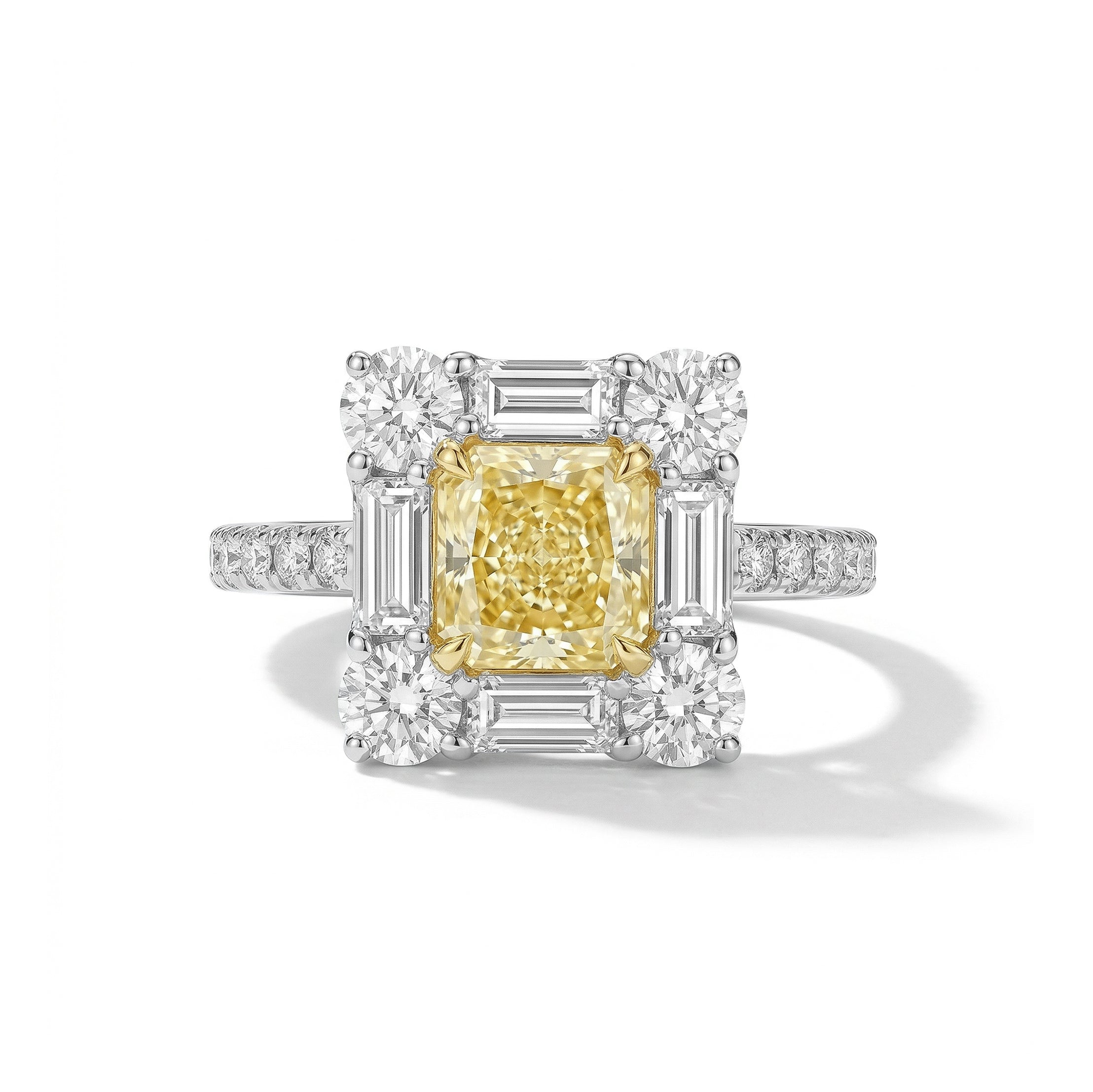 Natural Yellow Cushion Diamond Halo Ring I GIA Certified product image 1