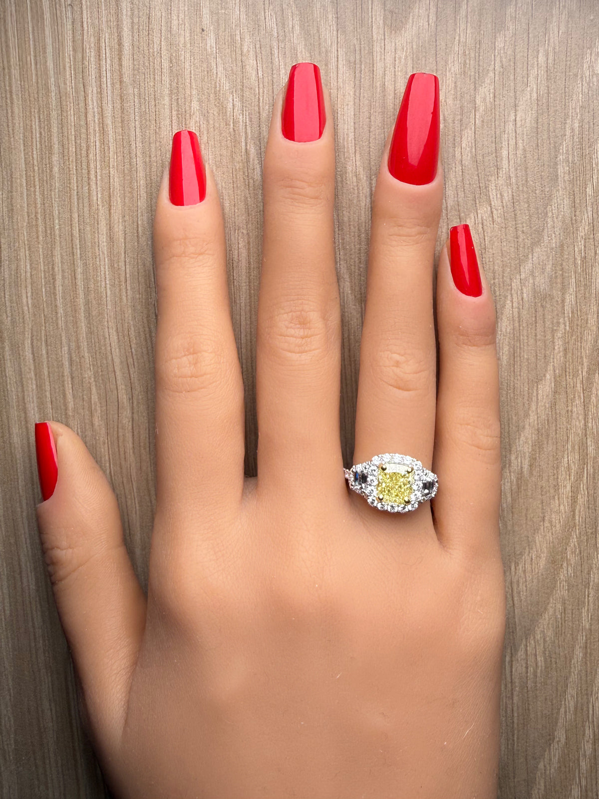 Natural Yellow Cushion Diamond Ring | GIA Certified