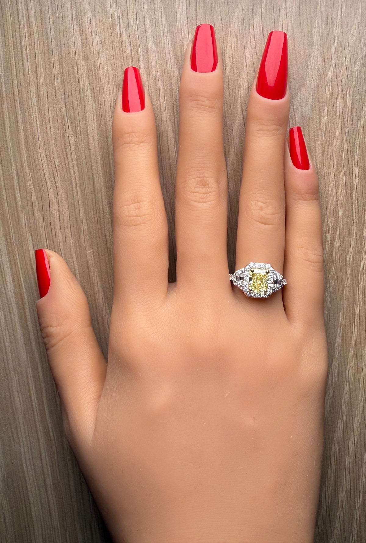 Natural Yellow Radiant Diamond Ring | GIA Certified