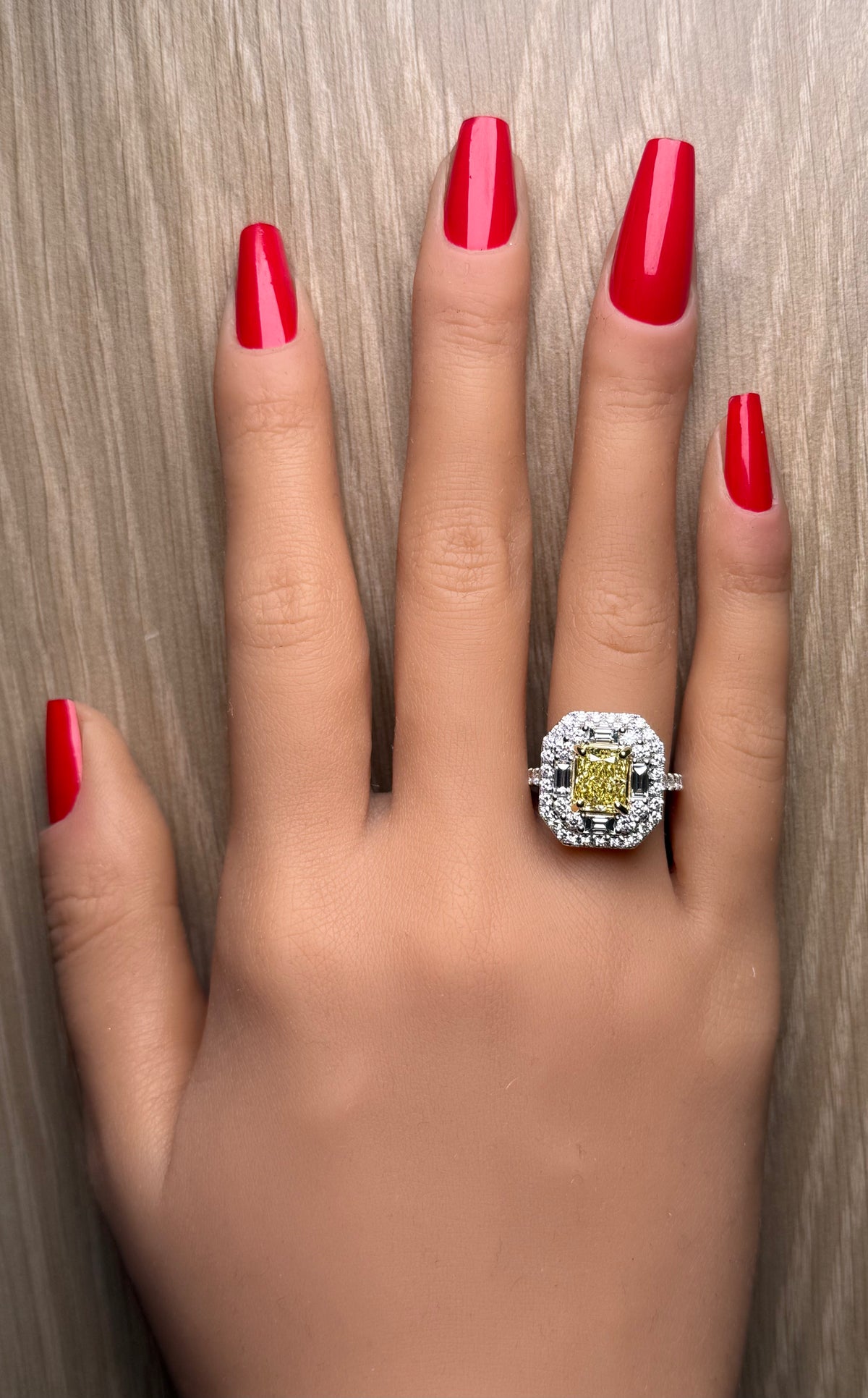 Natural Yellow Radiant Diamond Ring | GIA Certified