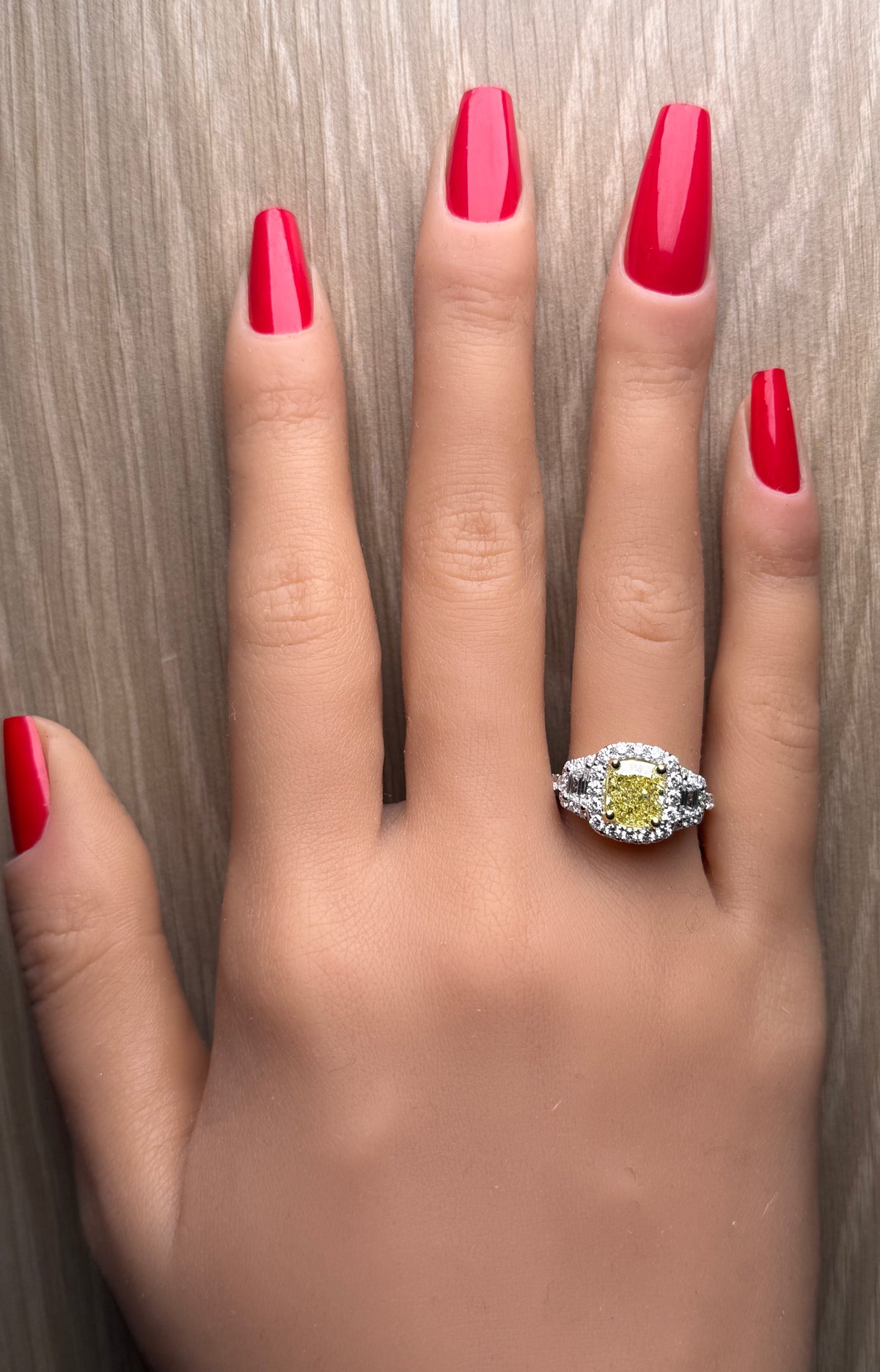 Natural Yellow Cushion Diamond Ring | GIA Certified