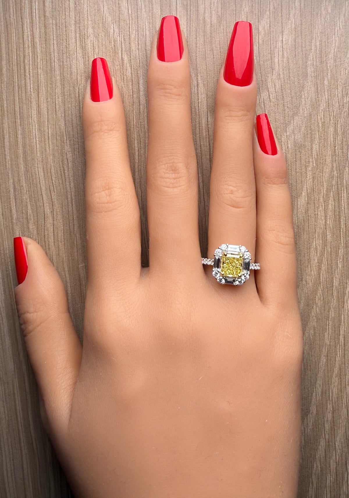 Natural Yellow Radiant Diamond Ring | GIA Certified