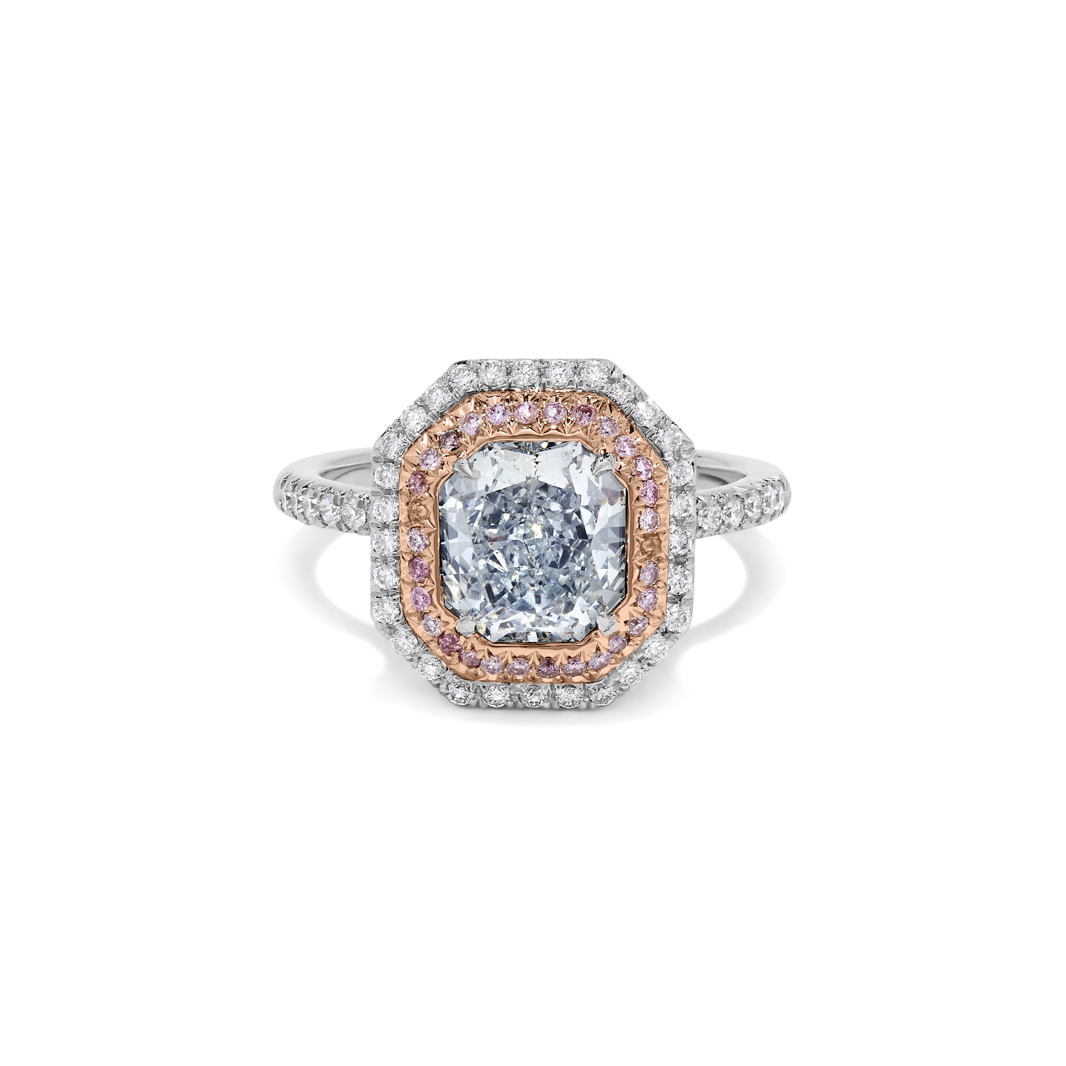 GIA Blue Diamond Ring with Pink & White Diamonds Accents JR2M14GK